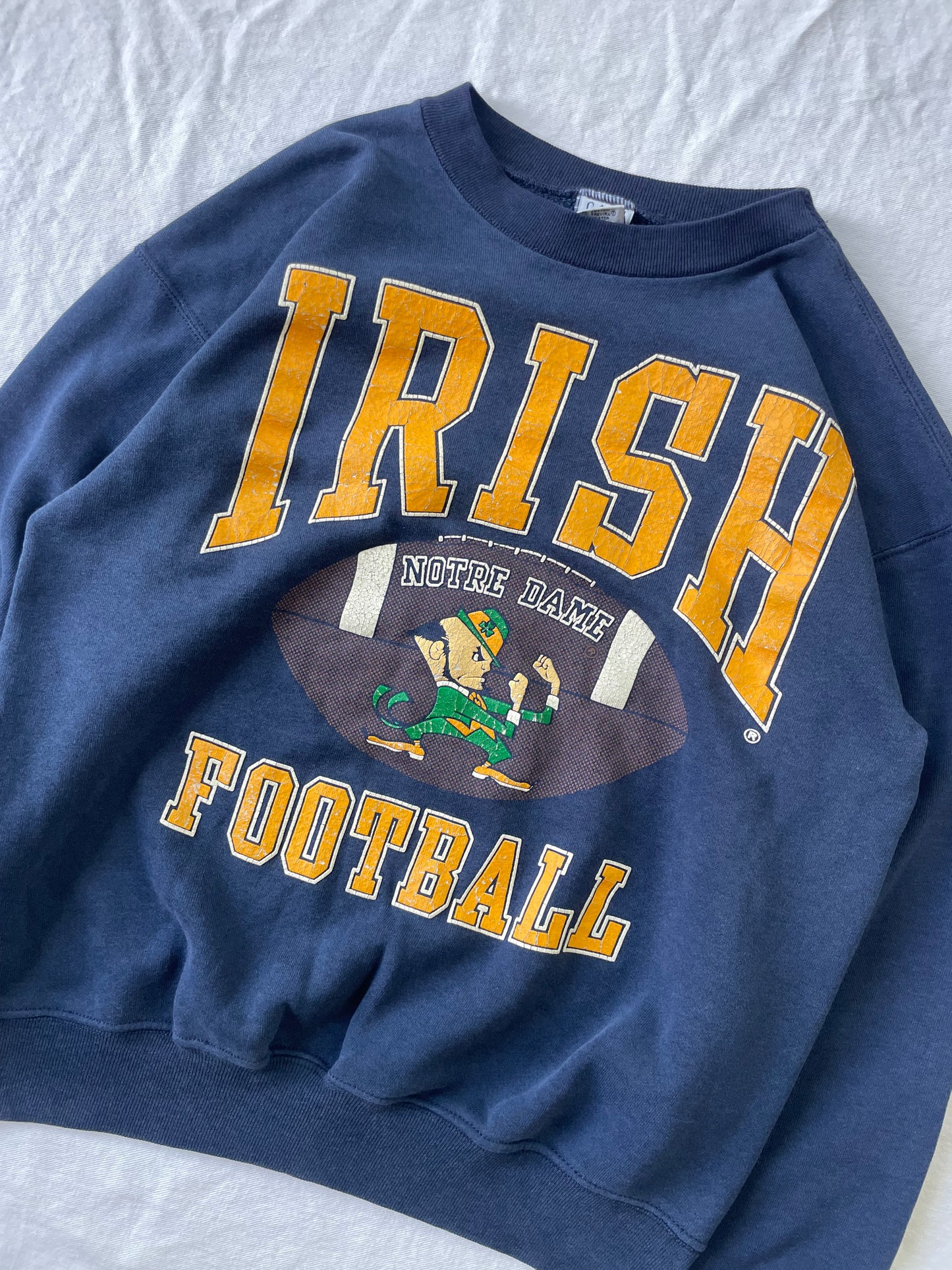 Vintage Notre Dame Irish Football Crewneck Large