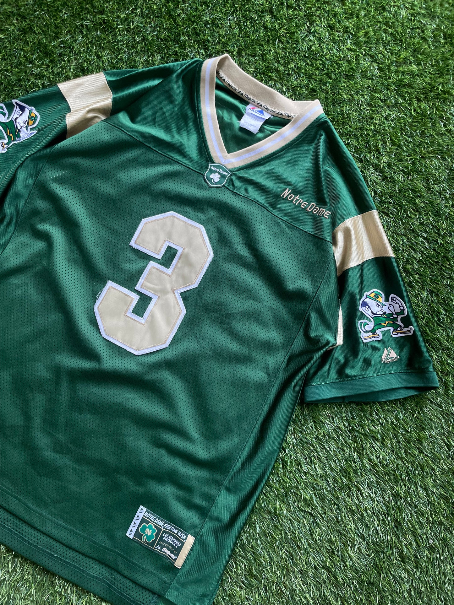 Vintage Notre Dame Green #3 Football Jersey Large/XLarge