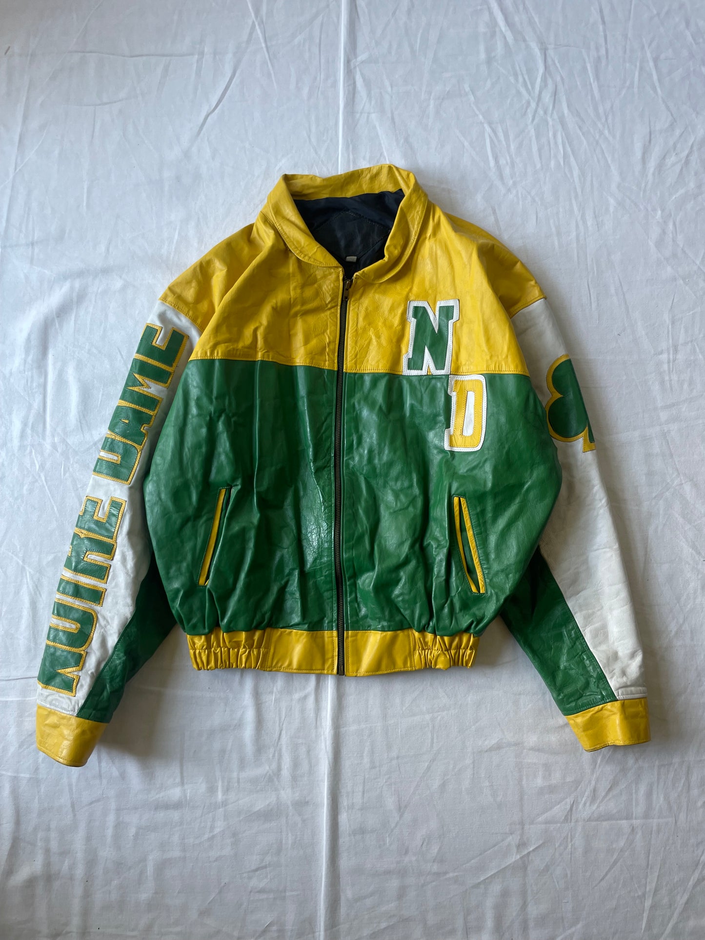 Vintage Notre Dame Fightin Irish Leather Jacket Large