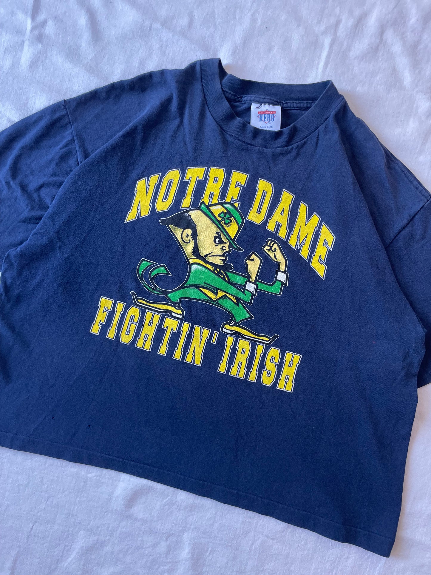 Vintage Notre Dame Cropped Tee Large/XLarge