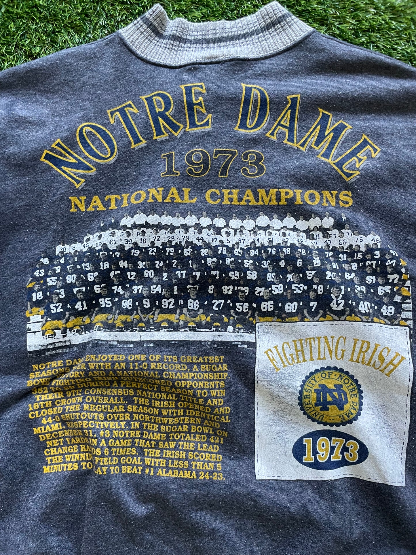 Vintage Notre Dame 1973 Football National Champions Button Up Jacket XLarge