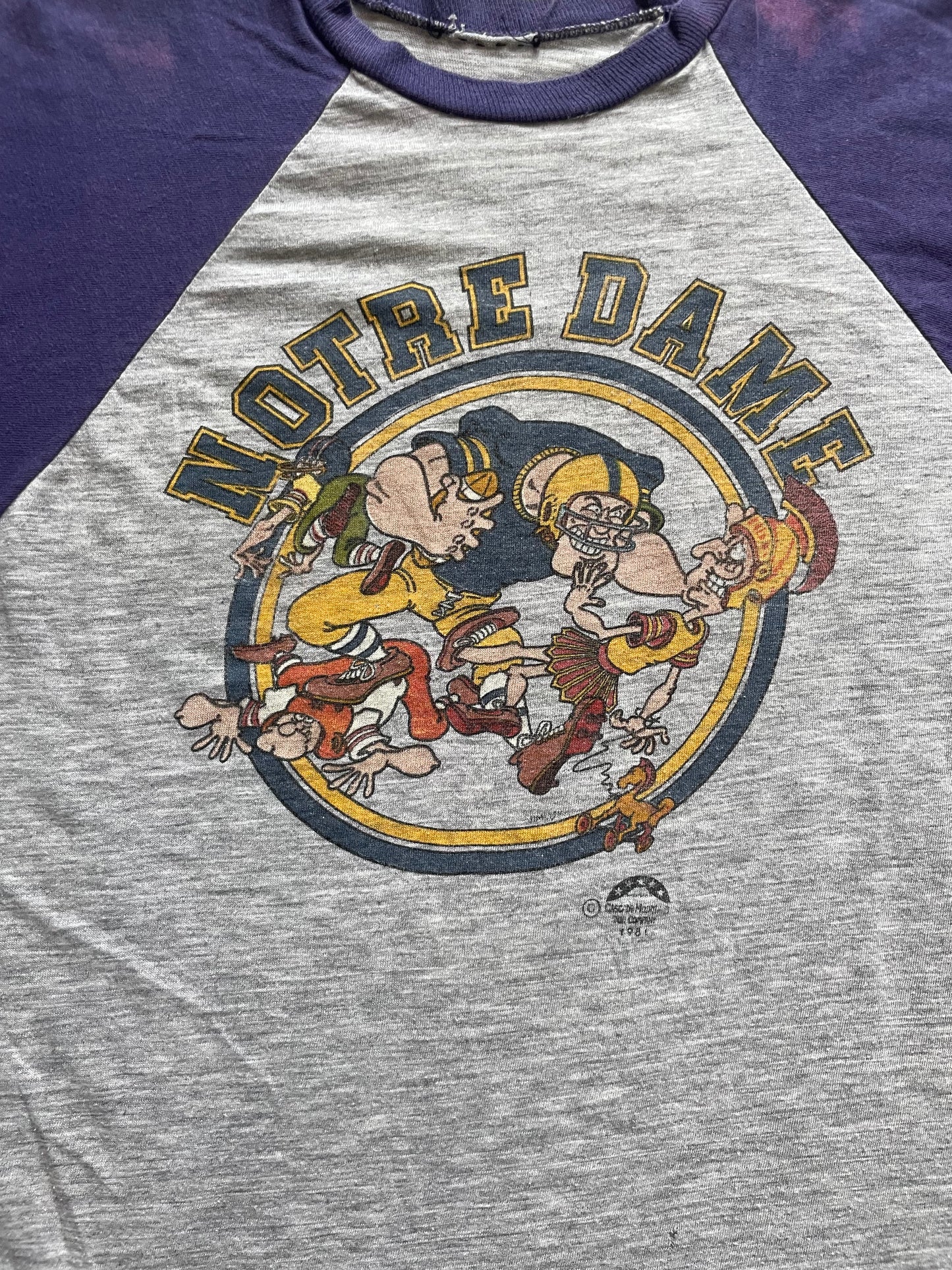 Vintage 80s Notre Dame Football Tee Small