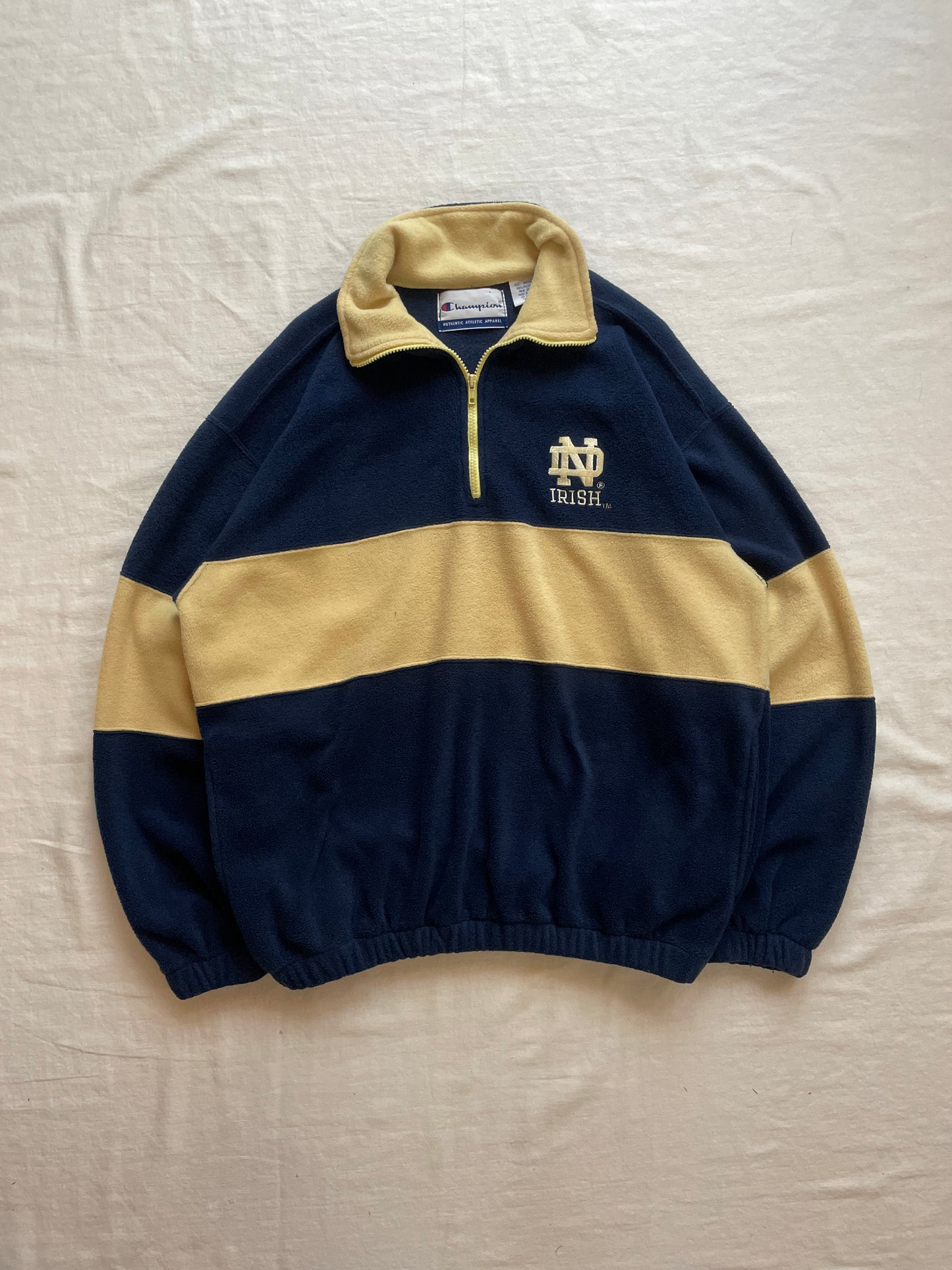 Vintage Notre Dame Fleece Quarter Zip Medium