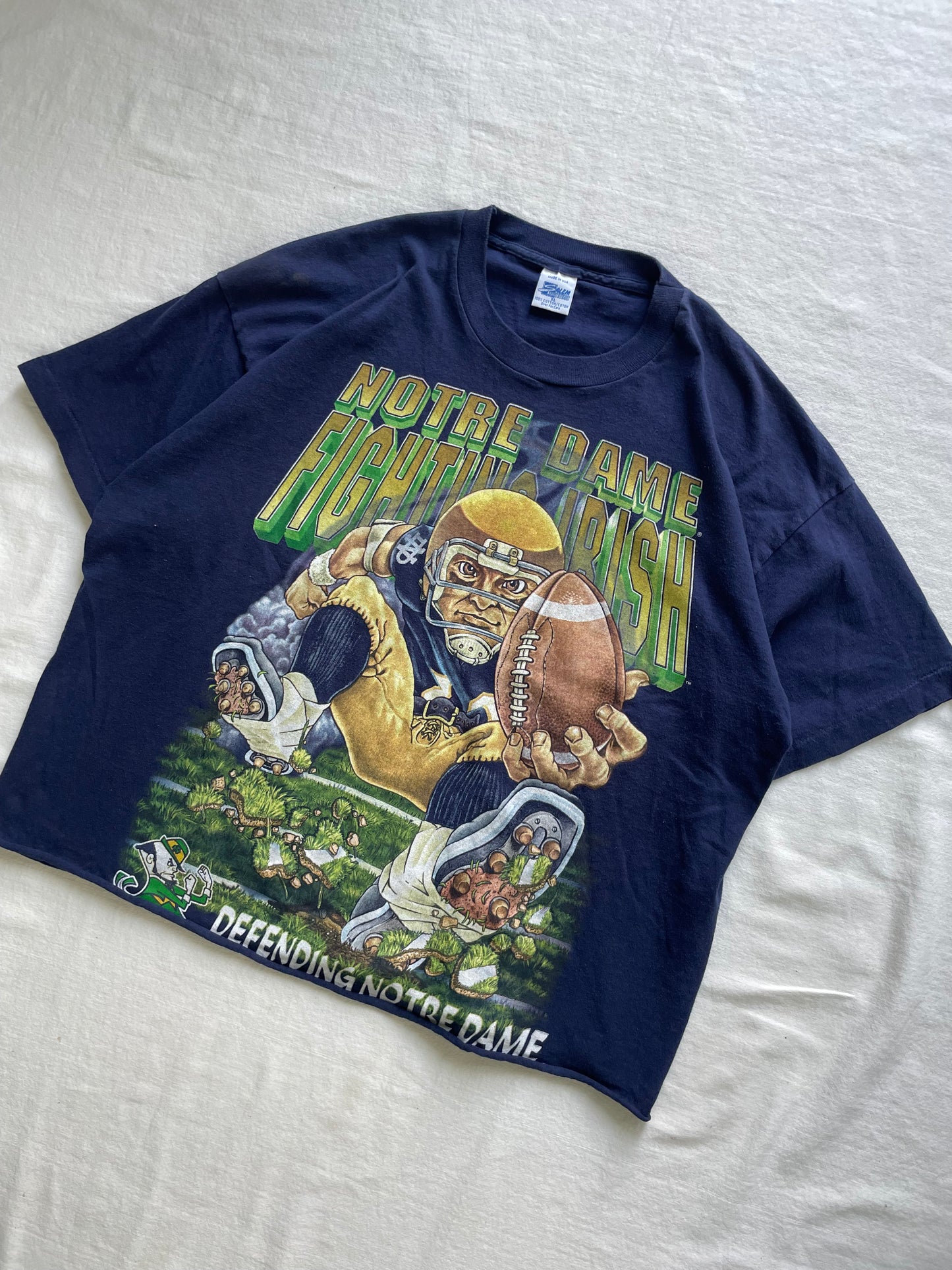 Vintage Notre Dame Football Cropped Tee XLarge