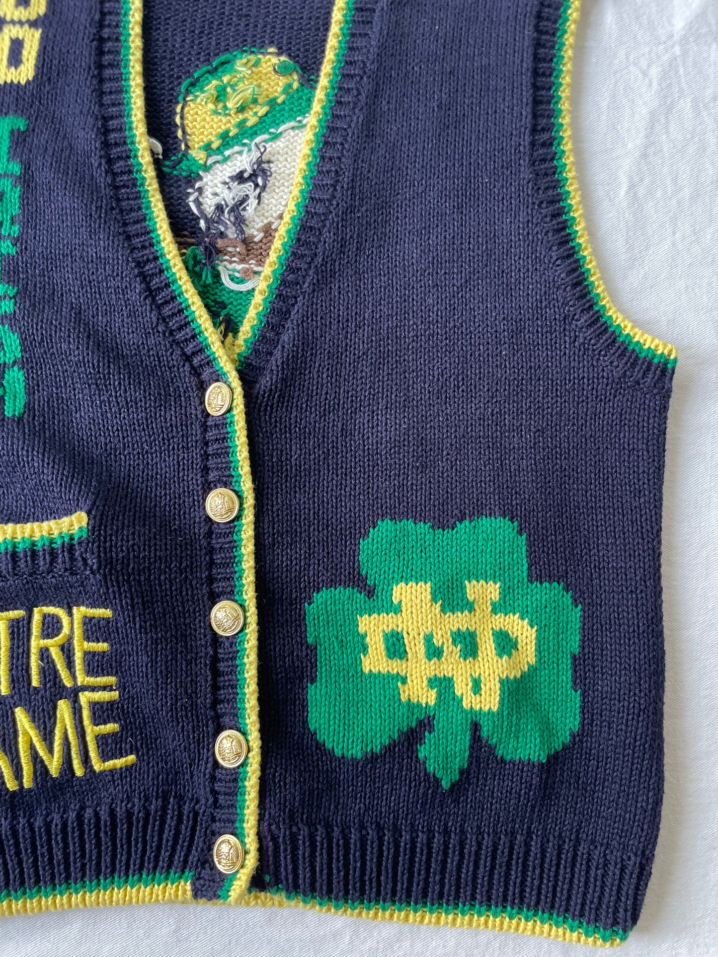 Vintage Notre Dame Knit Sweater Vest Large