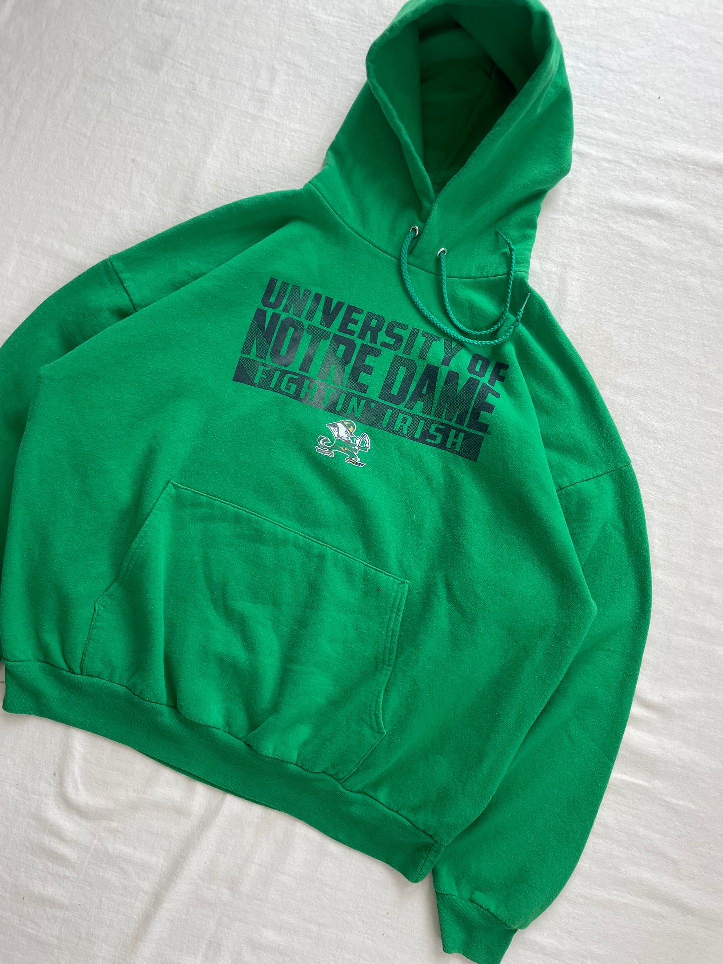 Vintage Notre Dame Green Hoodie XLarge/2XL