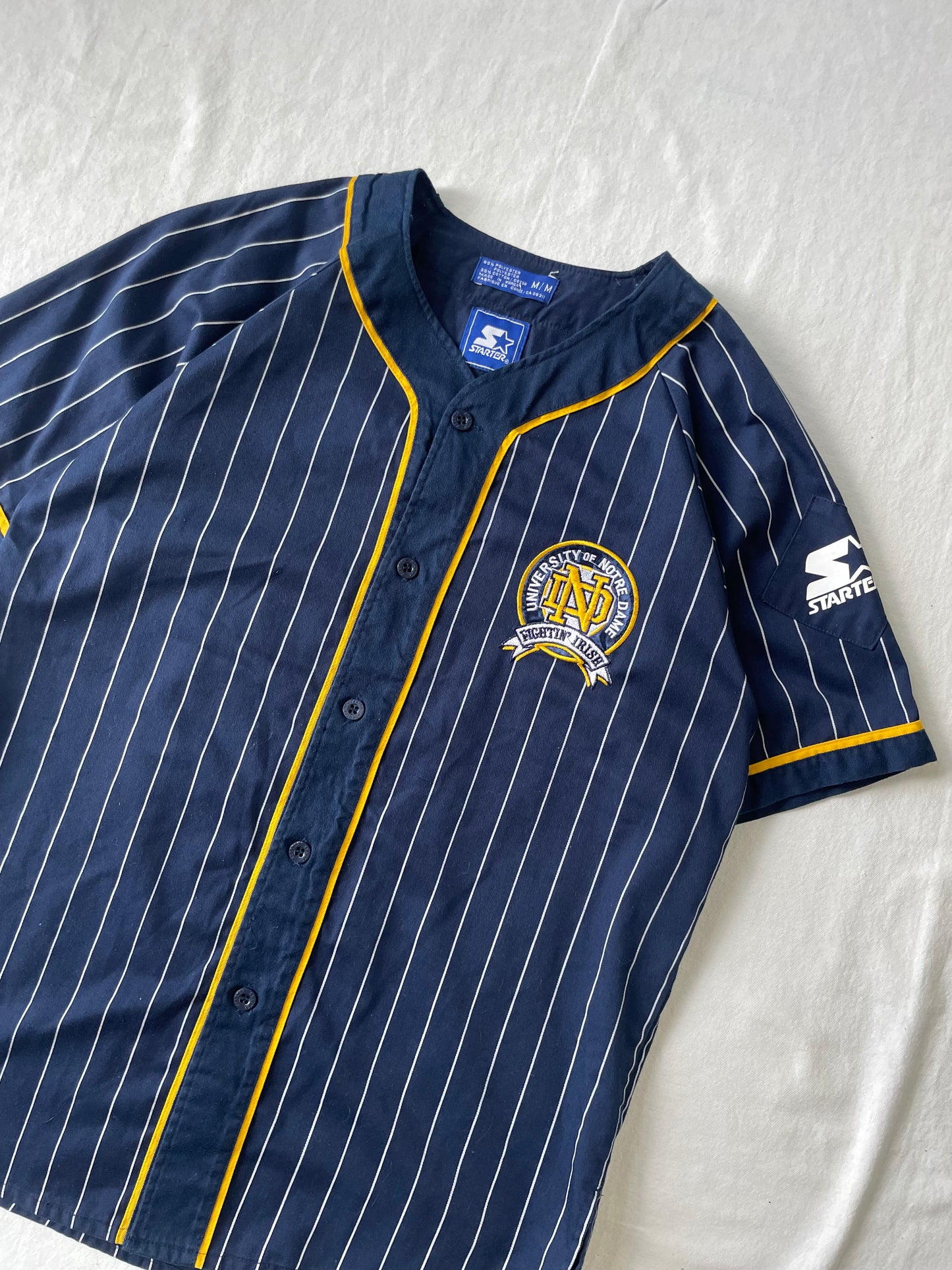 Vintage Notre Dame Pinstripe Baseball Jersey Medium