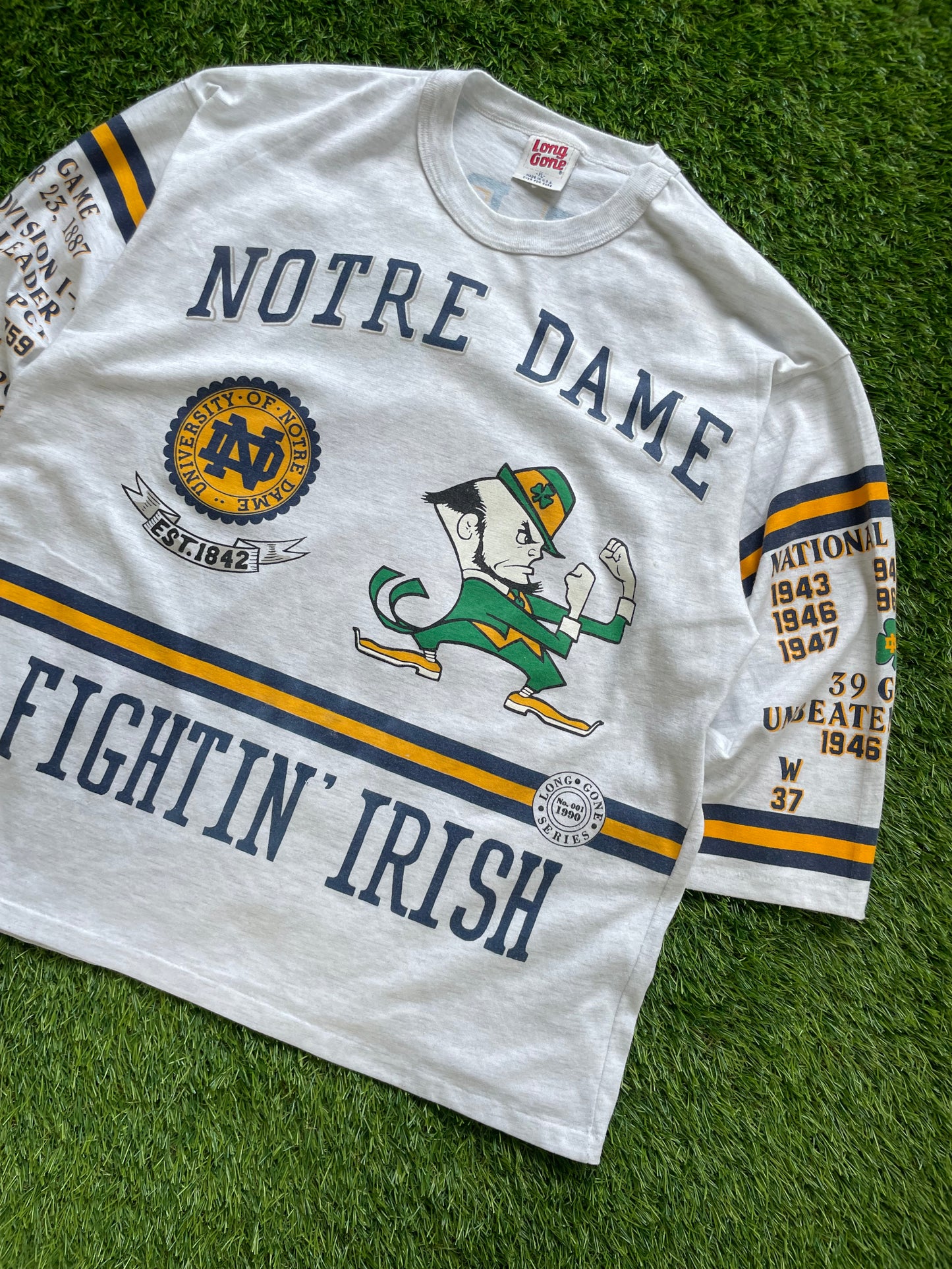 Vintage Notre Dame Football National Championship 3/4 Quarter Shirt XLarge