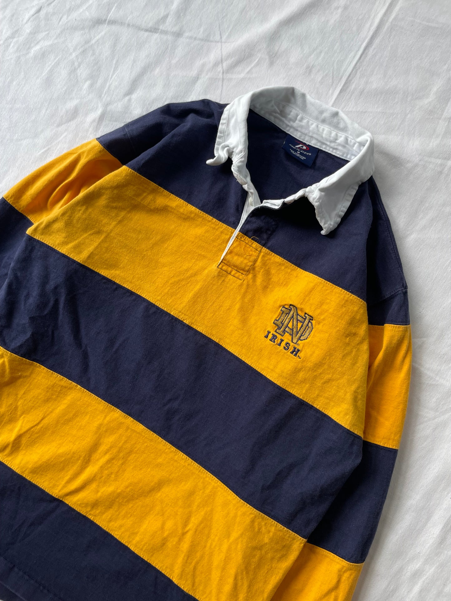 Vintage Notre Dame Striped Rugby Polo Medium
