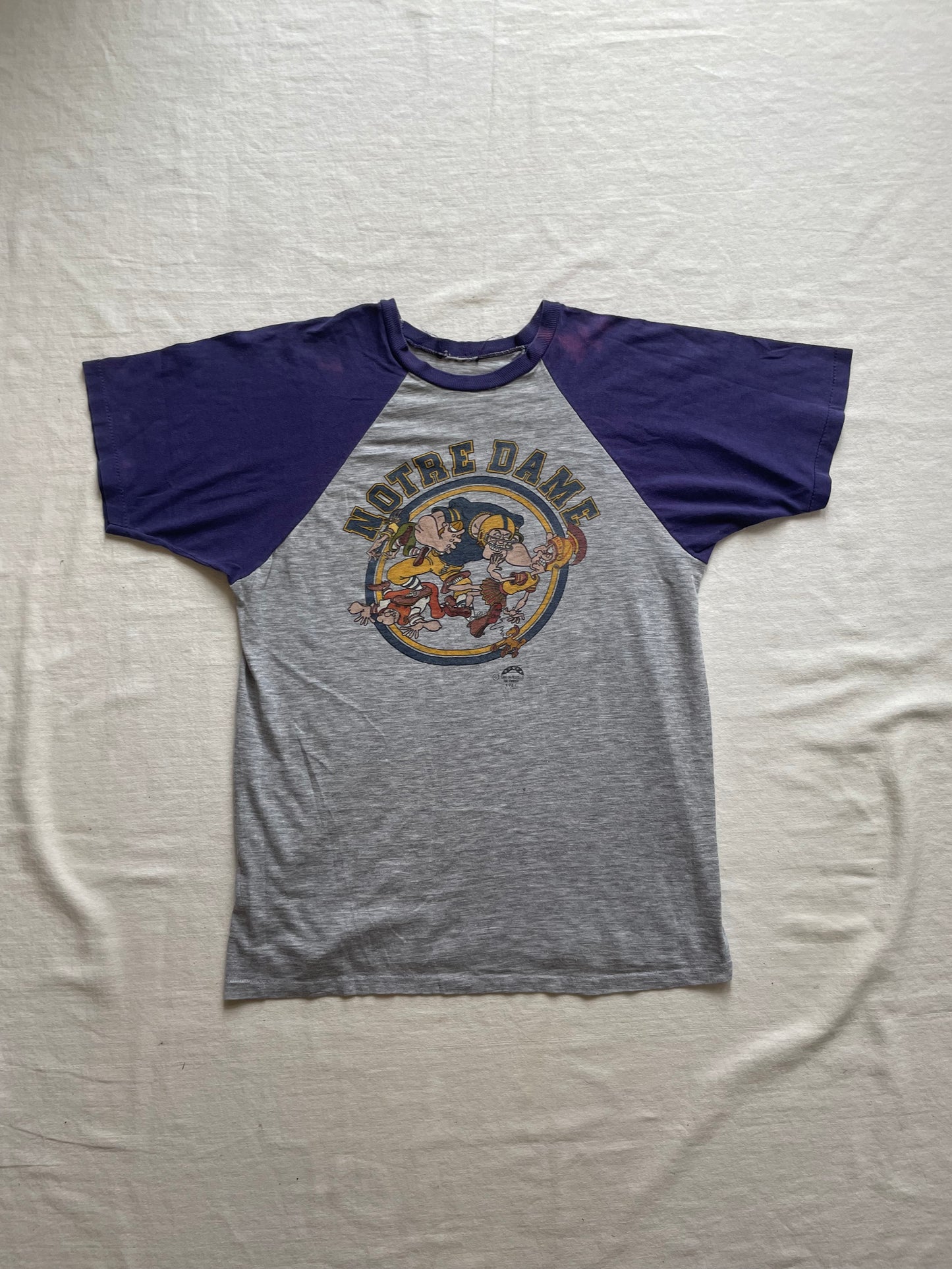 Vintage 80s Notre Dame Football Tee Small