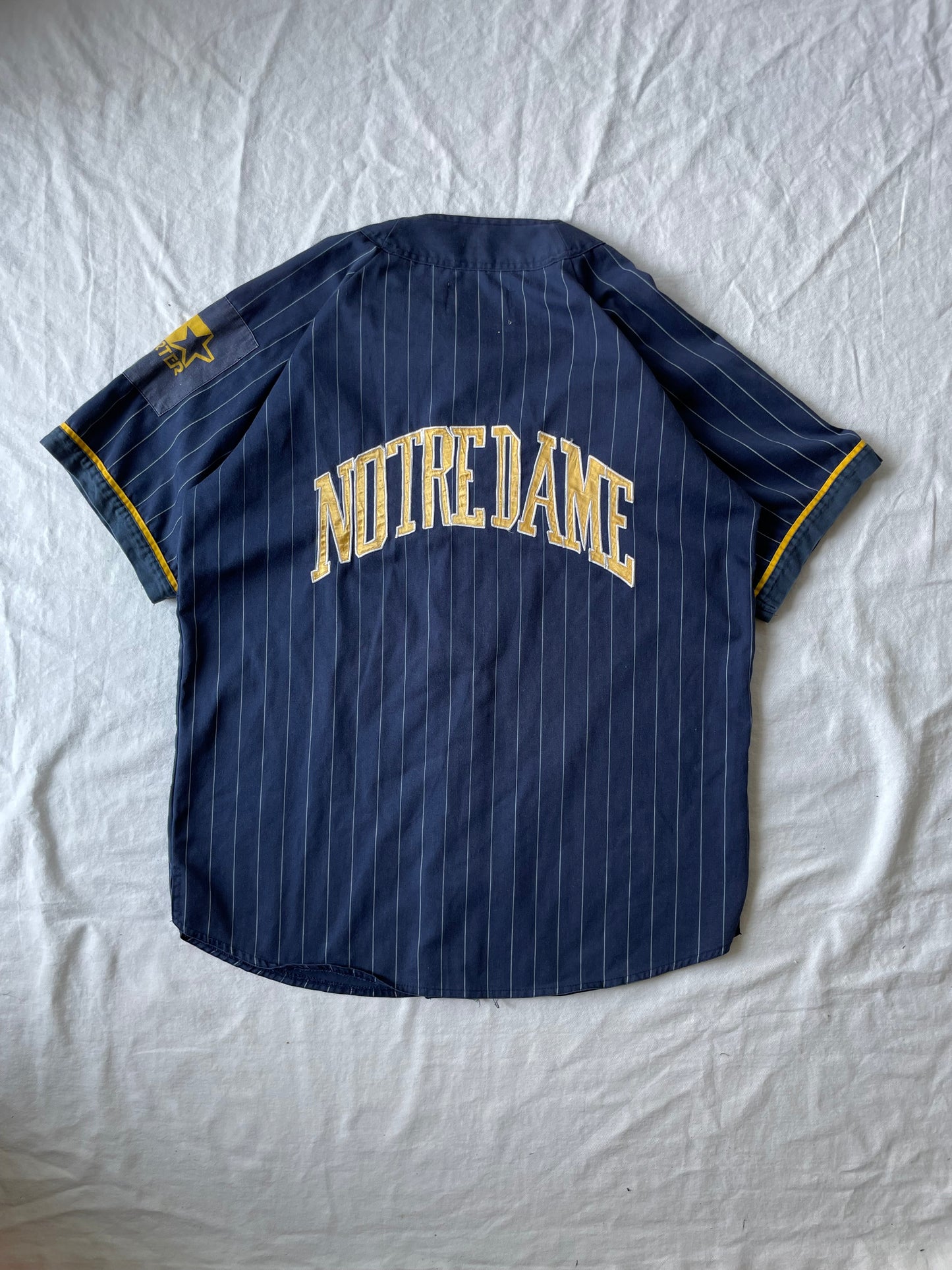 Vintage Notre Dame Pinstriped Baseball Jersey XLarge