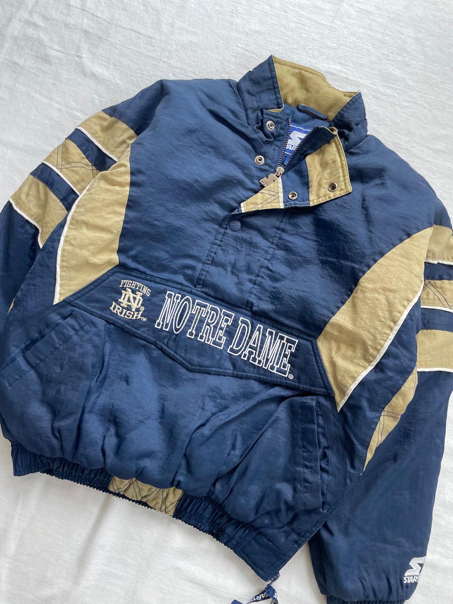 Vintage Notre Dame Starter Puffer Jacket Small