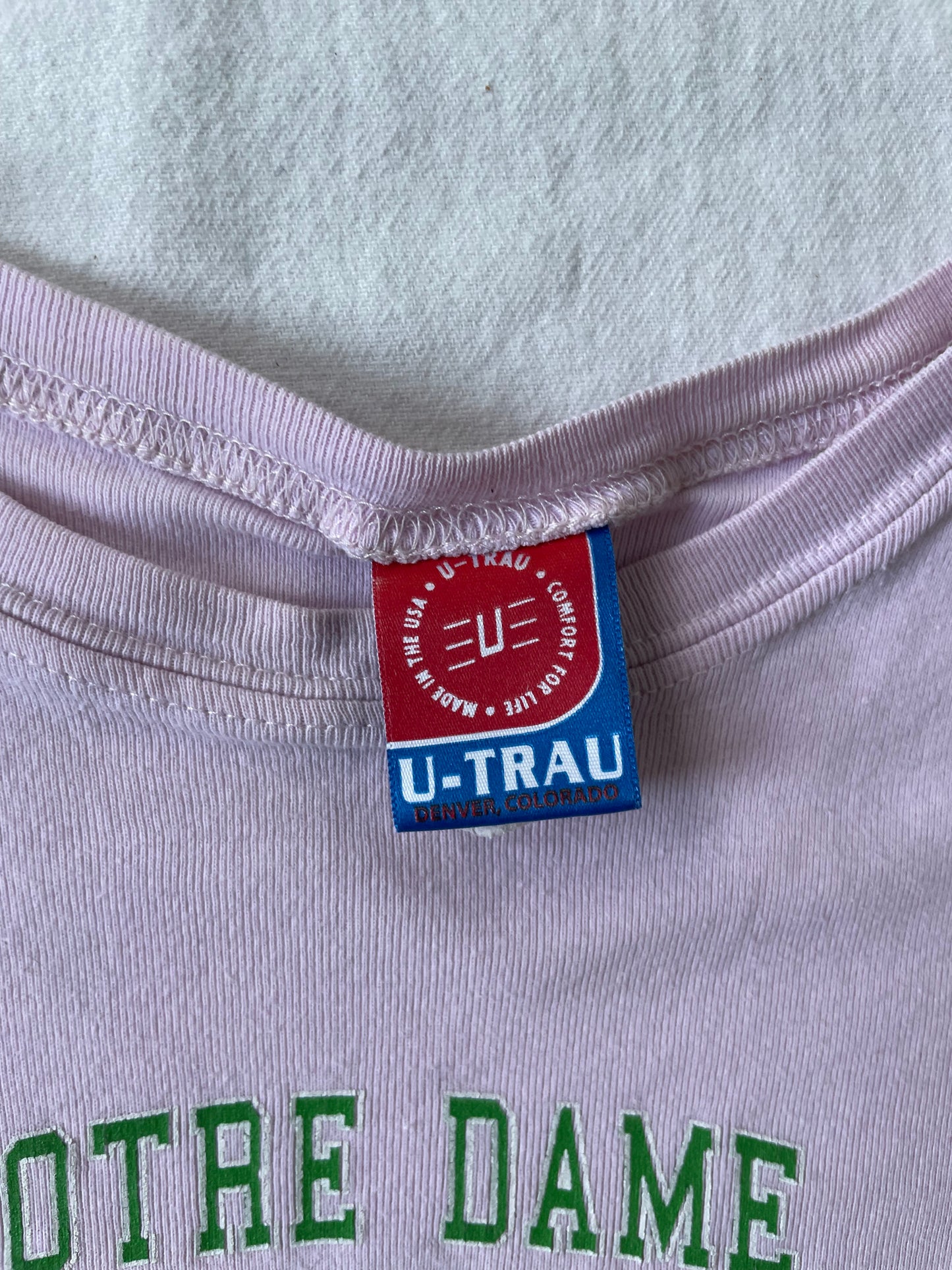 Vintage Notre Dame Pink Baby Tee XSmall