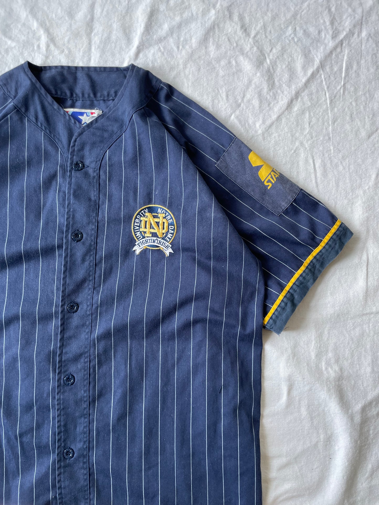 Vintage Notre Dame Pinstriped Baseball Jersey XLarge