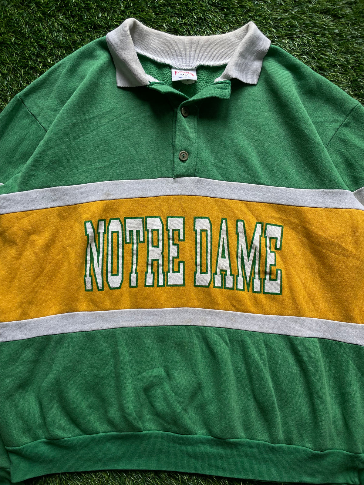 Vintage Notre Dame Rugby Polo Sweatshirt Large/XLarge
