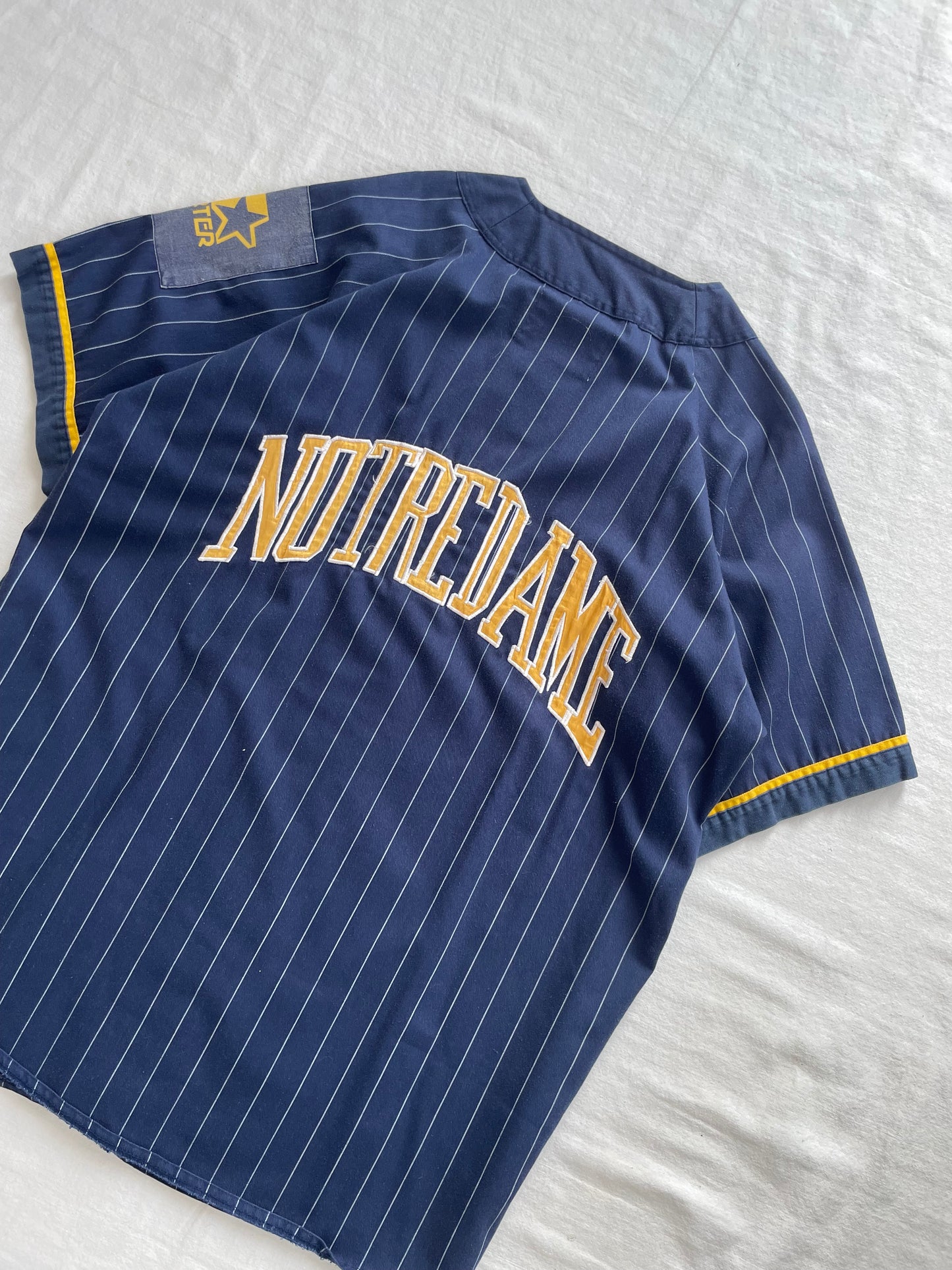 Vintage Notre Dame Pinstripe Baseball Jersey Large