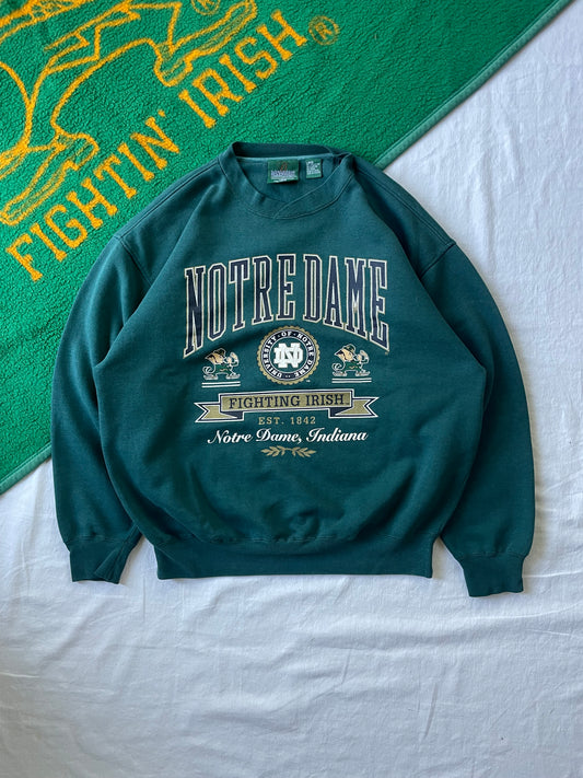 Vintage Notre Dame Fighting Irish Green Crewneck Large