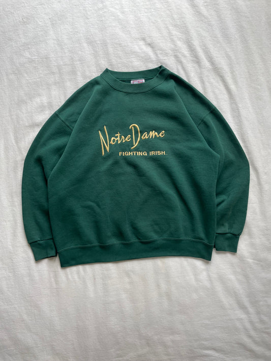 Vintage Notre Dame Fighting Irish Green Crewneck XLarge