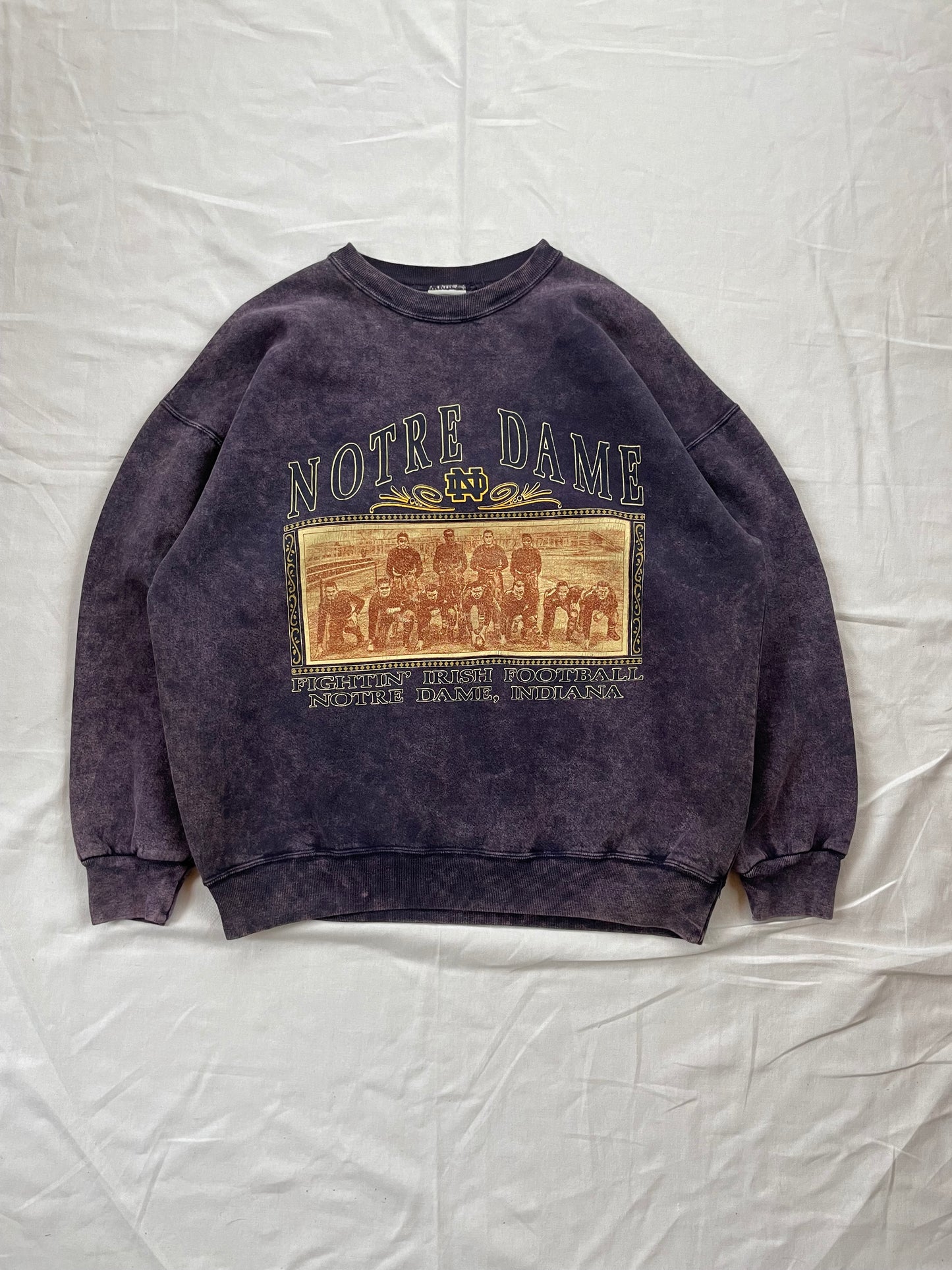 Vintage Notre Dame Football Acid Washed Crewneck XLarge
