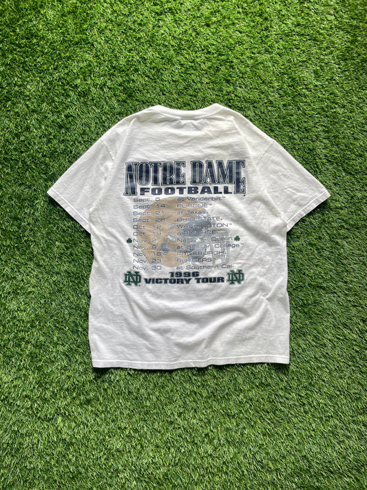 Vintage Notre Dame 1996 Victory Tour Football Tee Large