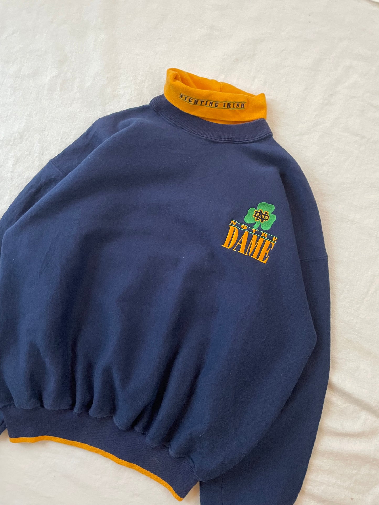 Vintage Notre Dame Turtleneck Sweatshirt Large