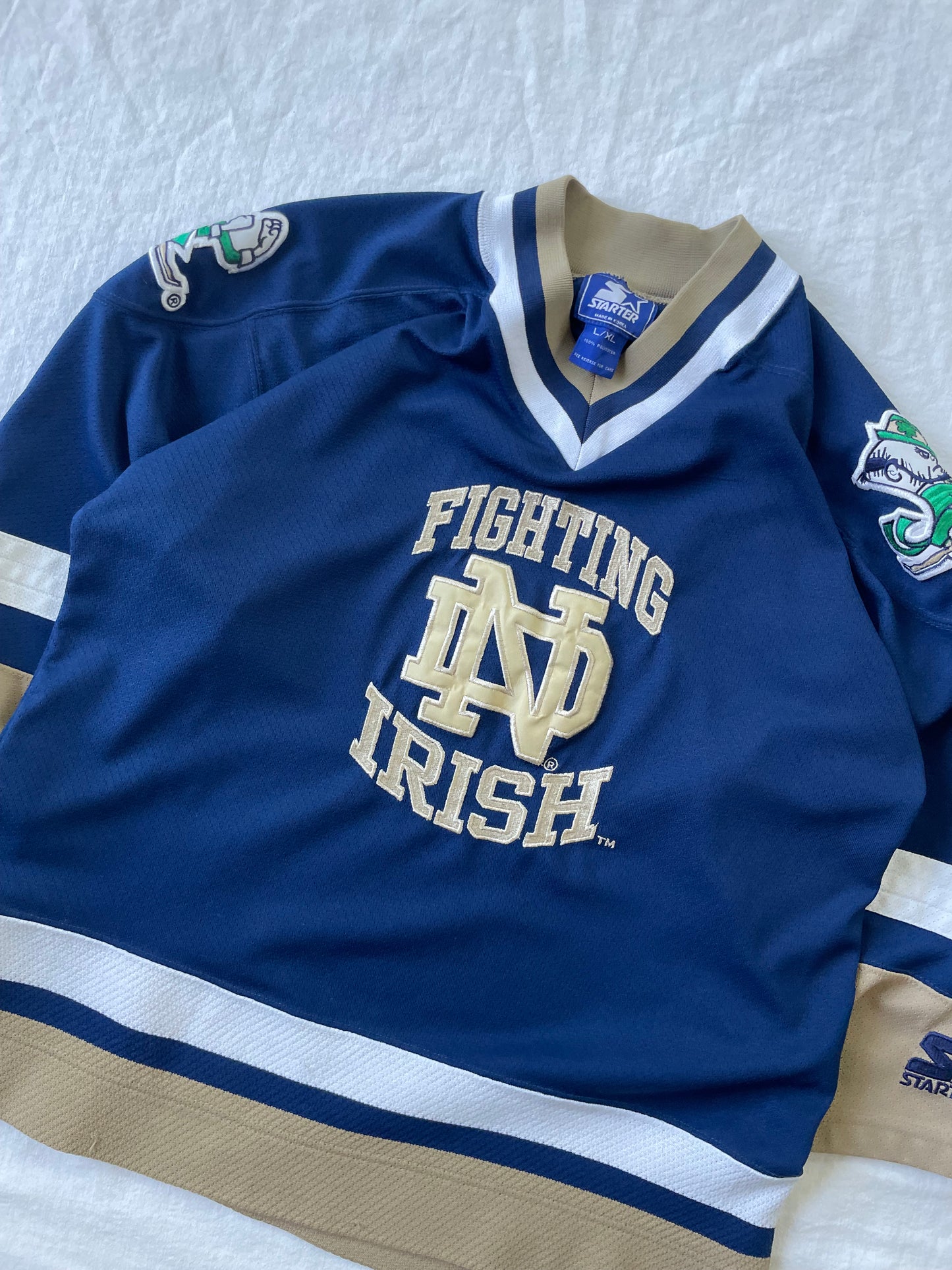 Vintage Notre Dame Starter Hockey Jersey Youth Large/XLarge