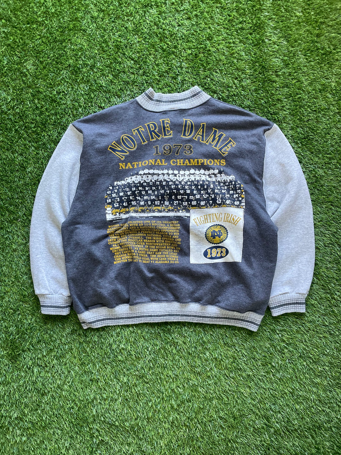 Vintage Notre Dame 1973 Football National Champions Button Up Jacket XLarge