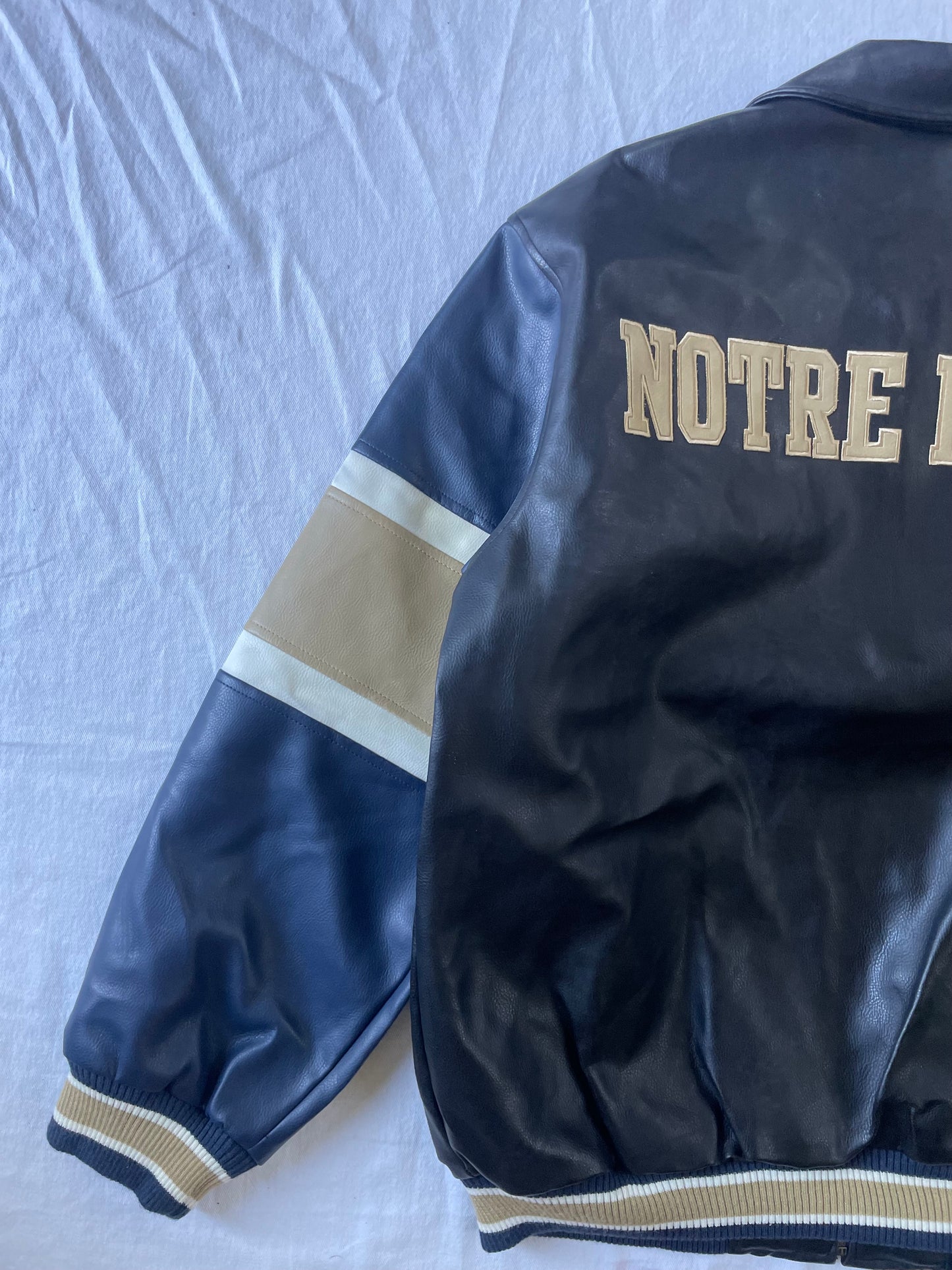 Vintage Notre Dame Leather Bomber Jacket Large