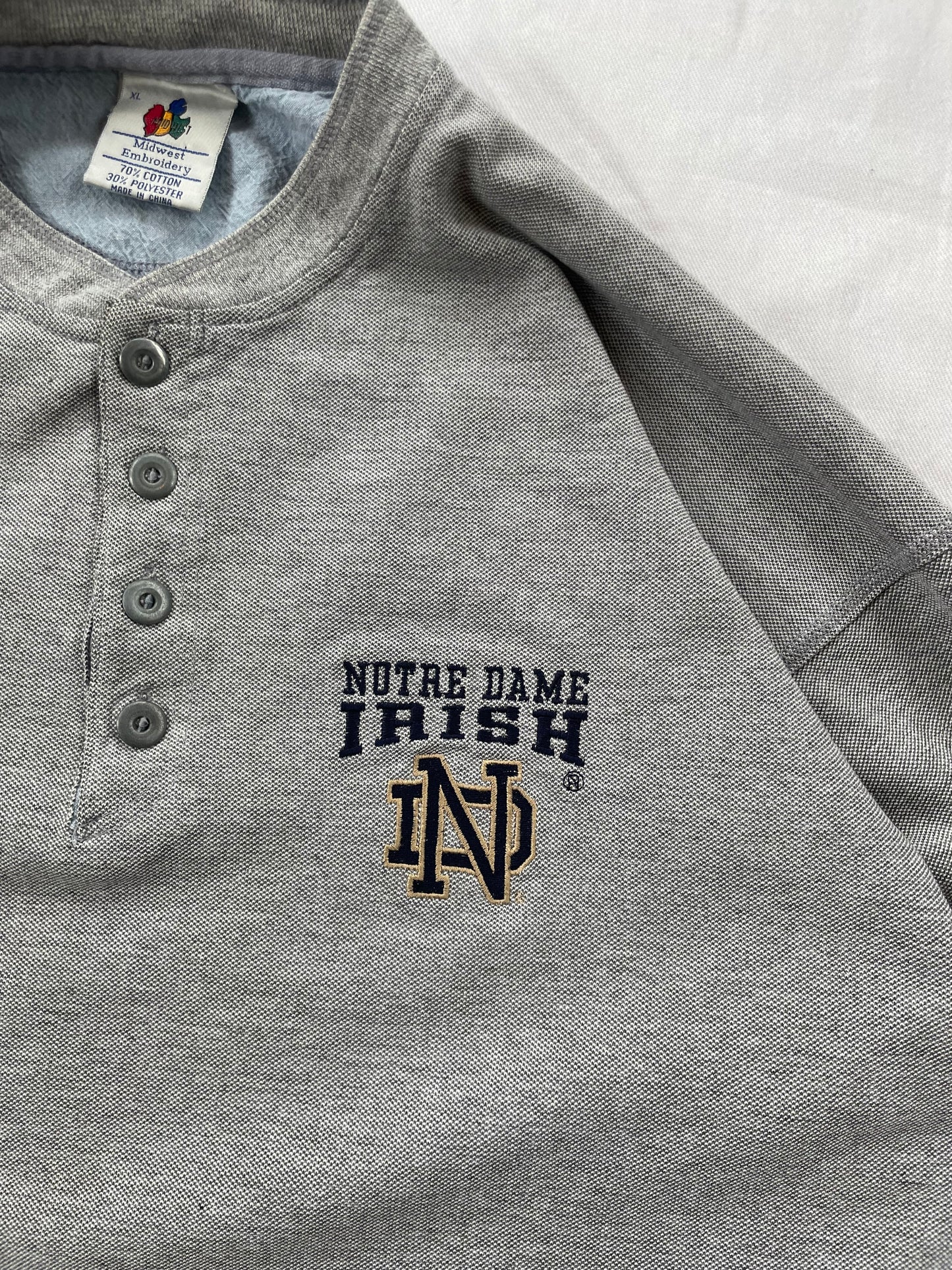 Vintage Notre Dame Henley Crewneck XLarge