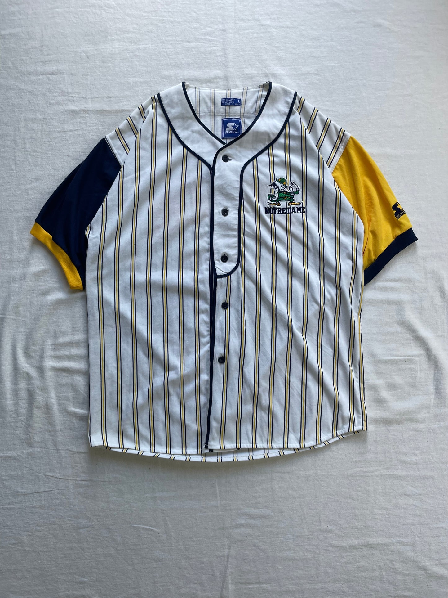 Vintage Notre Dame Pinstriped Baseball Jersey Large/XLarge
