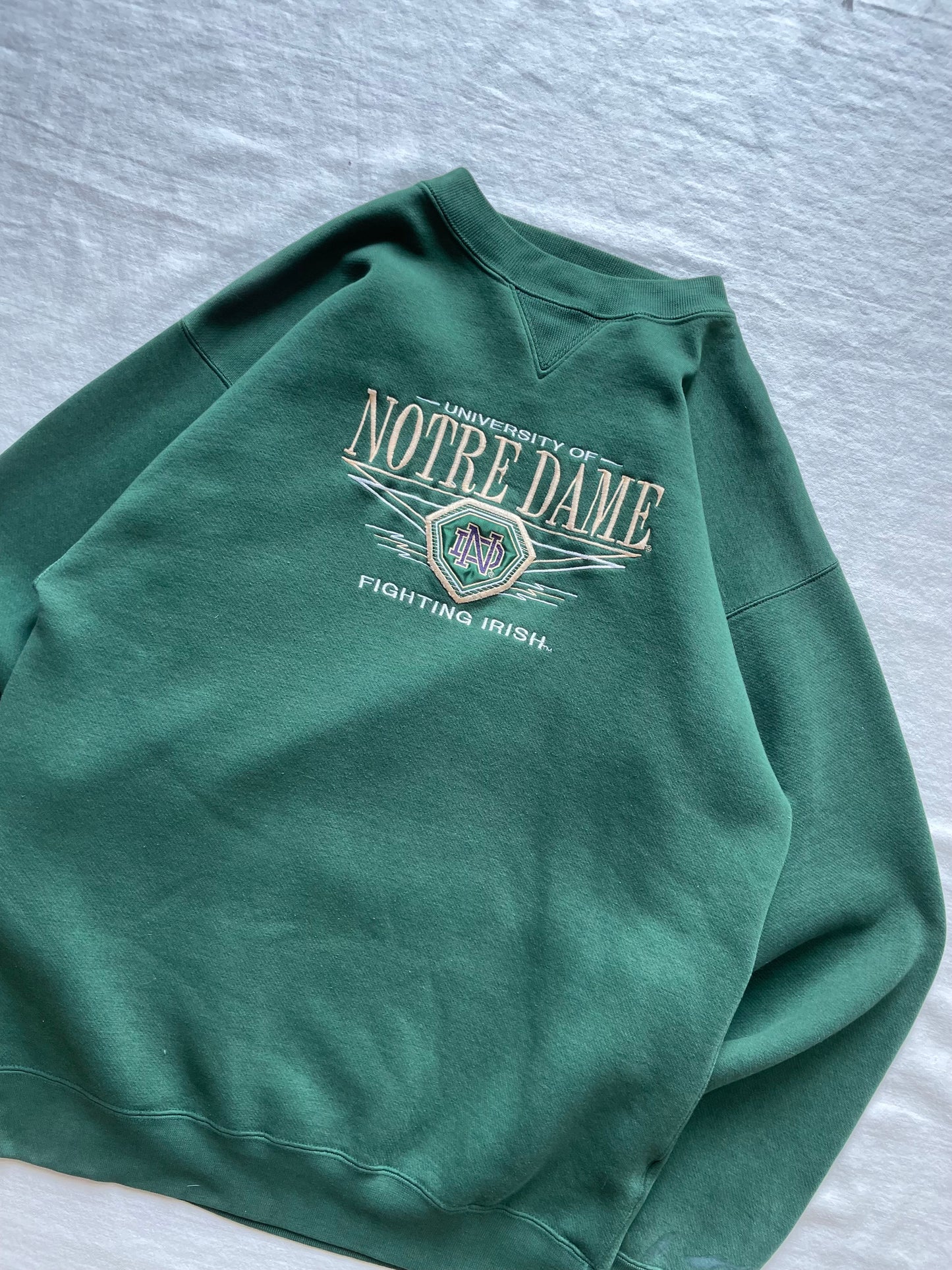 Vintage Notre Dame Green Crewneck Large