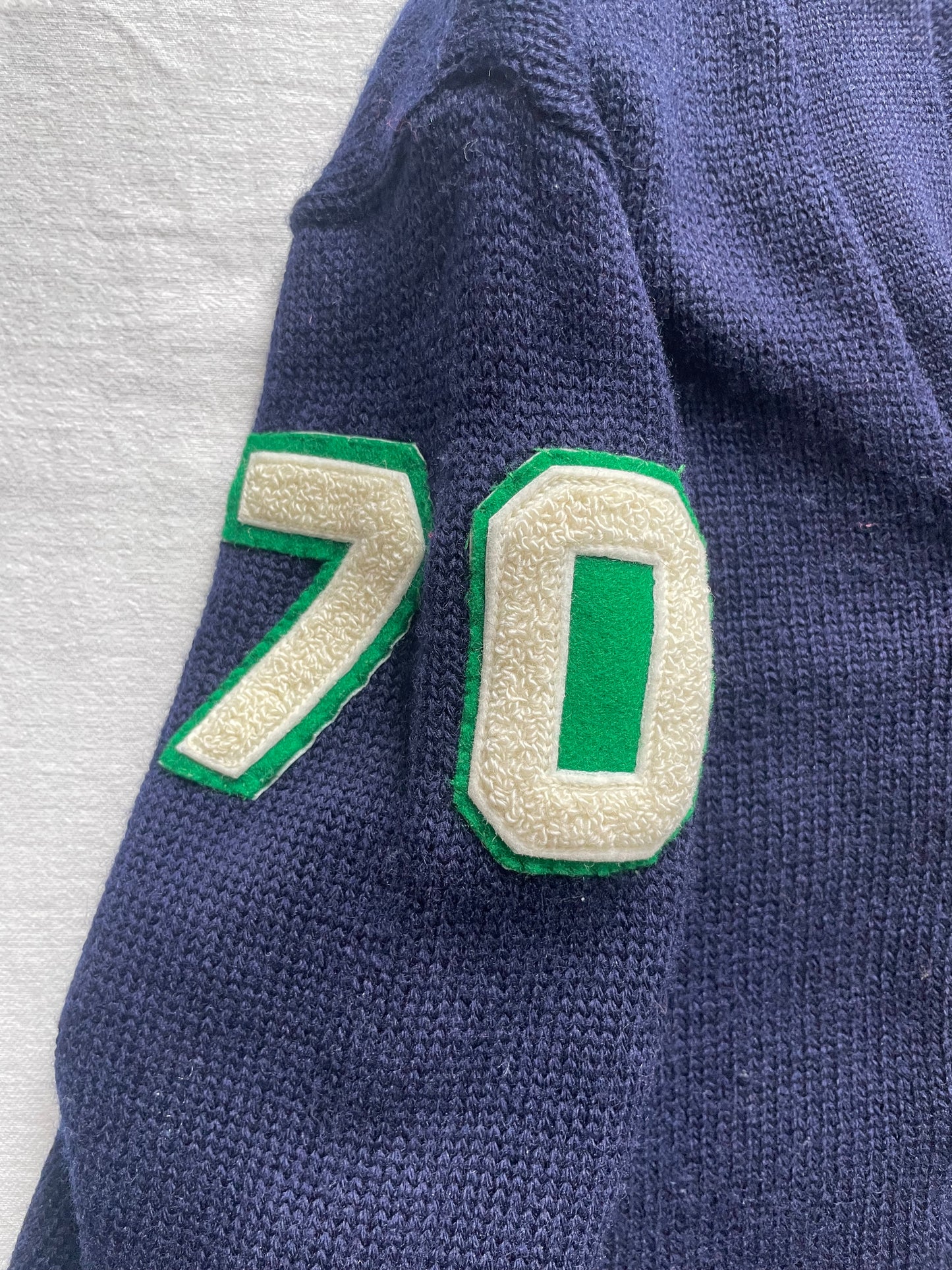 Vintage 1970 Notre Dame Varsity Cardigan Sweater Large