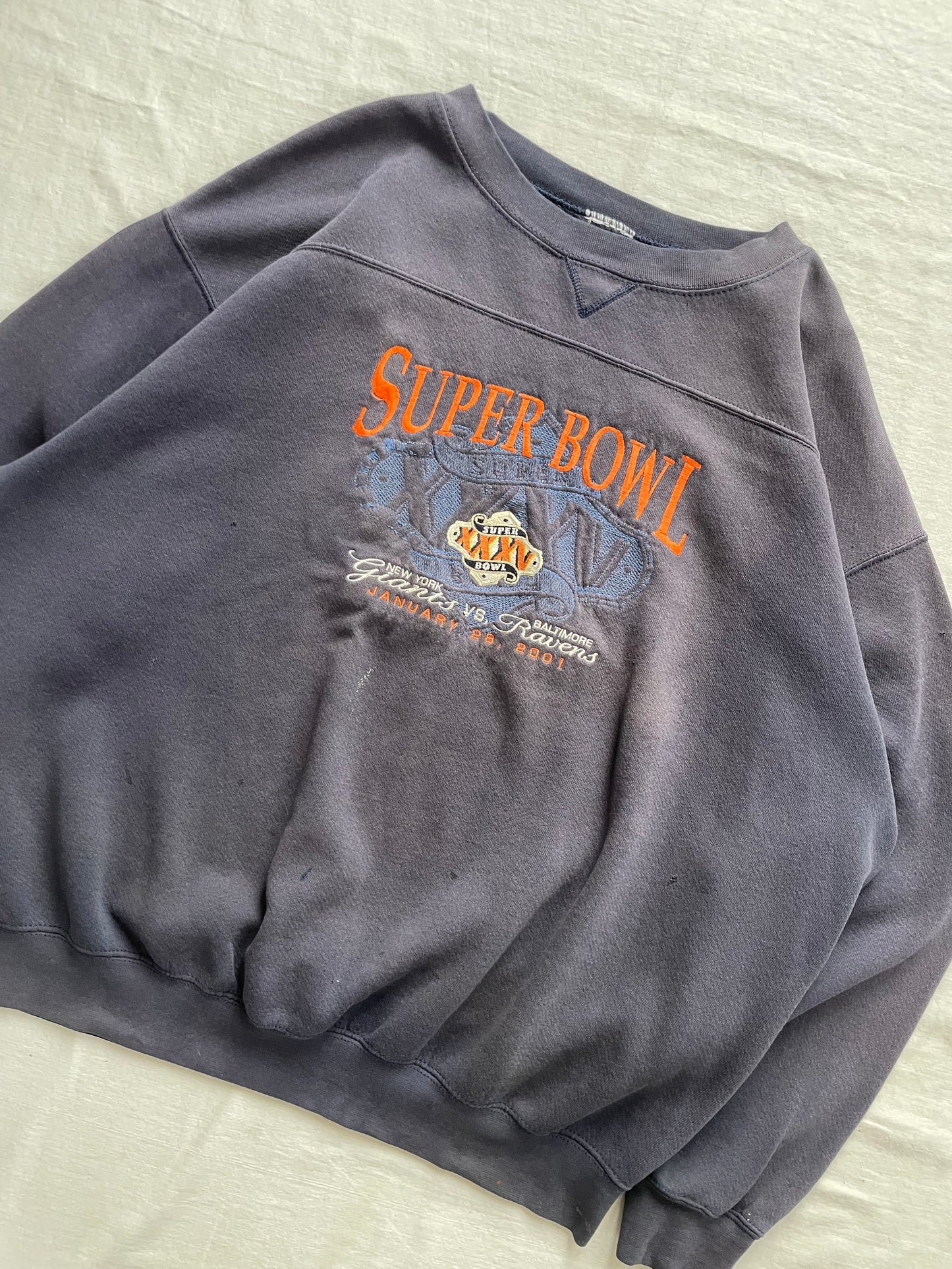Vintage 2001 Super Bowl Giants vs. Ravens Crewneck XLarge