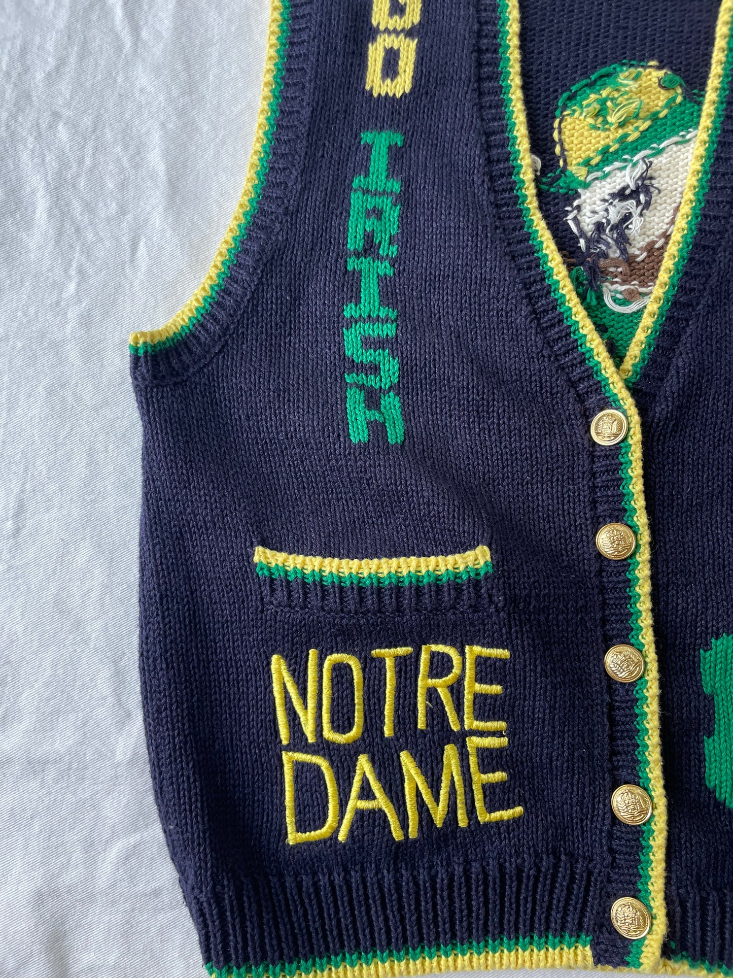 Vintage Notre Dame Knit Sweater Vest Large