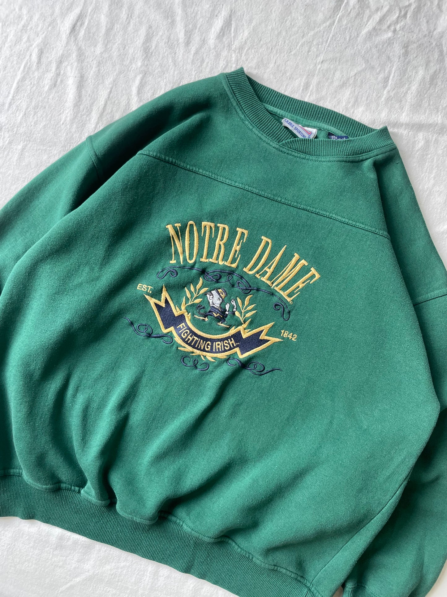 Vintage Notre Dame Green Crewneck XLarge