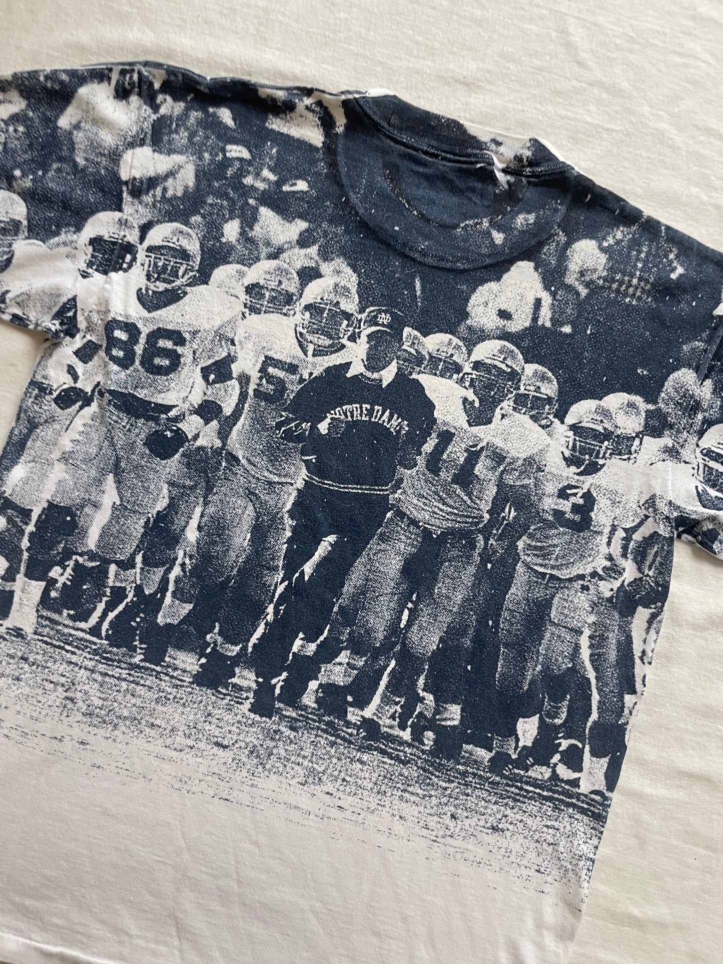Vintage Notre Dame Football Lou Holtz All Over Print Tee Large/XLarge