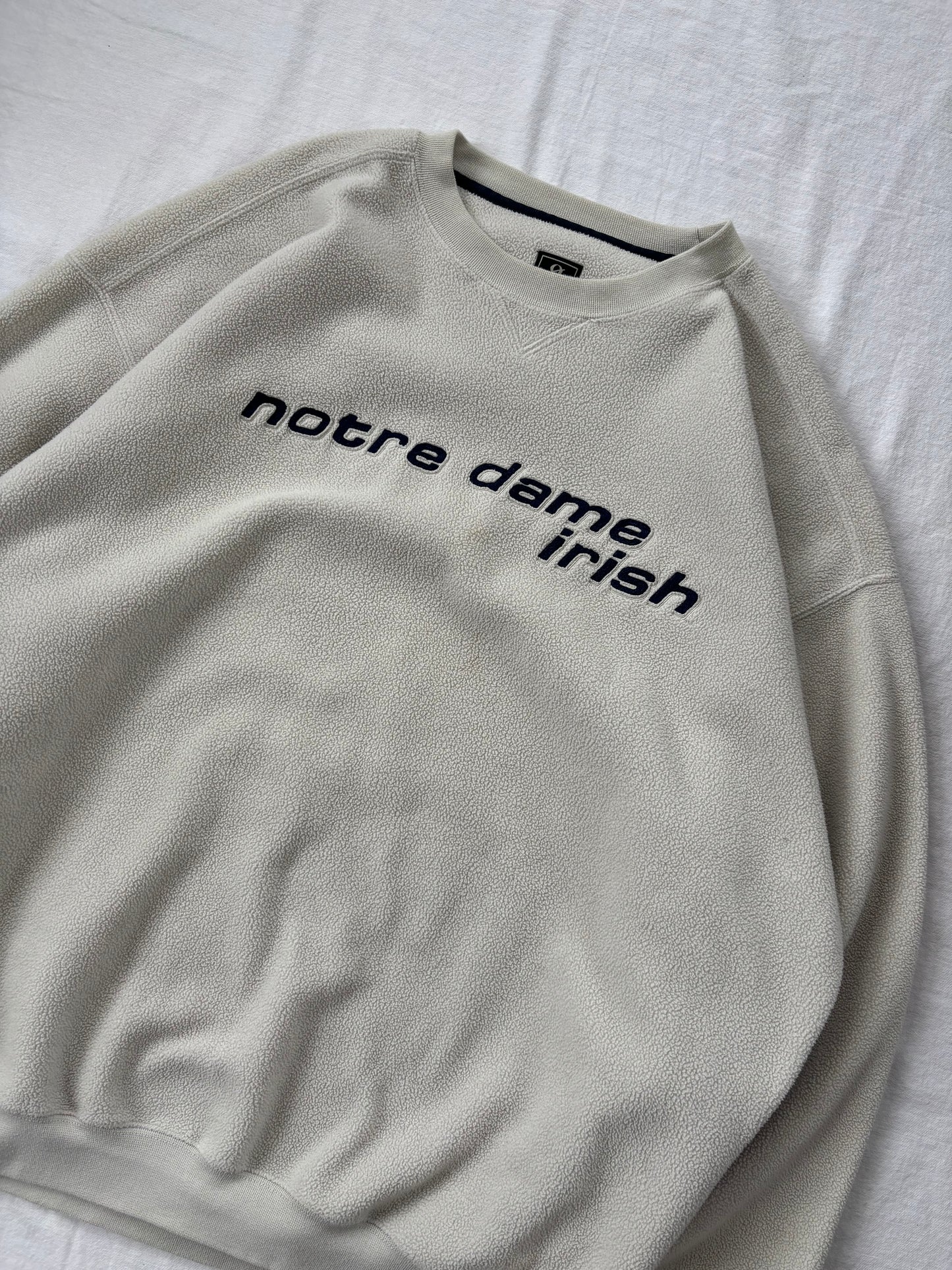 Vintage Notre Dame Cream Fleece Crewneck 2XL