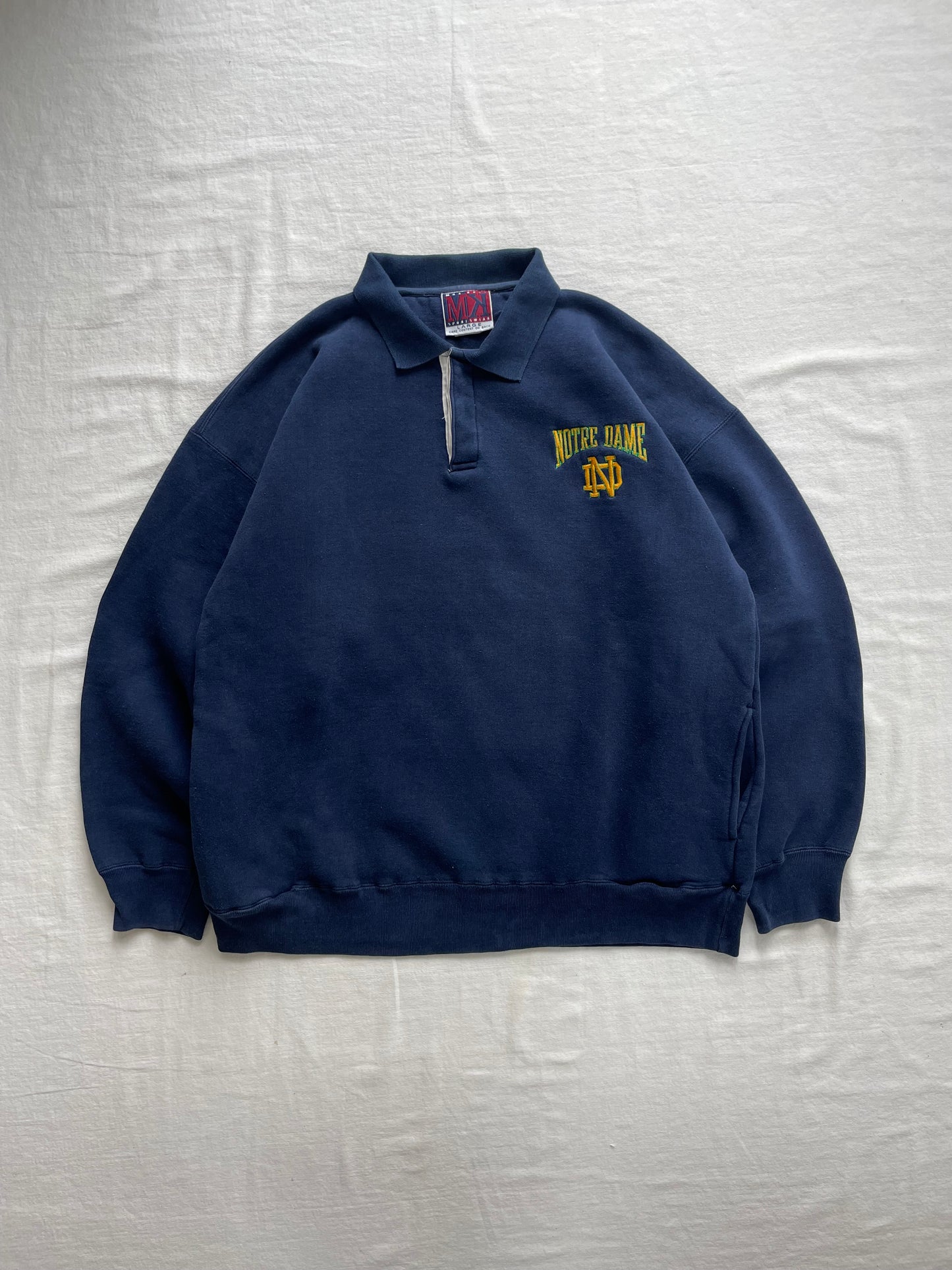 Vintage Notre Dame Rugby Polo Sweatshirt Large