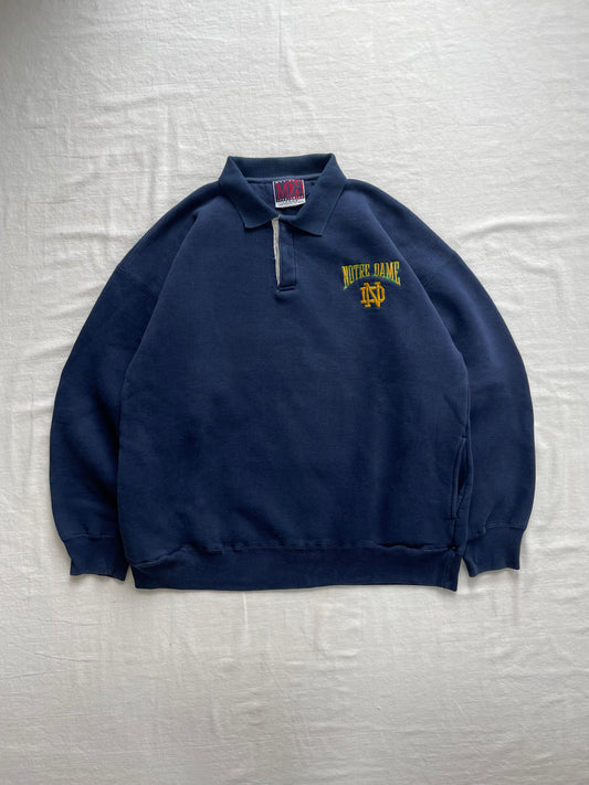 Vintage Notre Dame Rugby Polo Sweatshirt Large