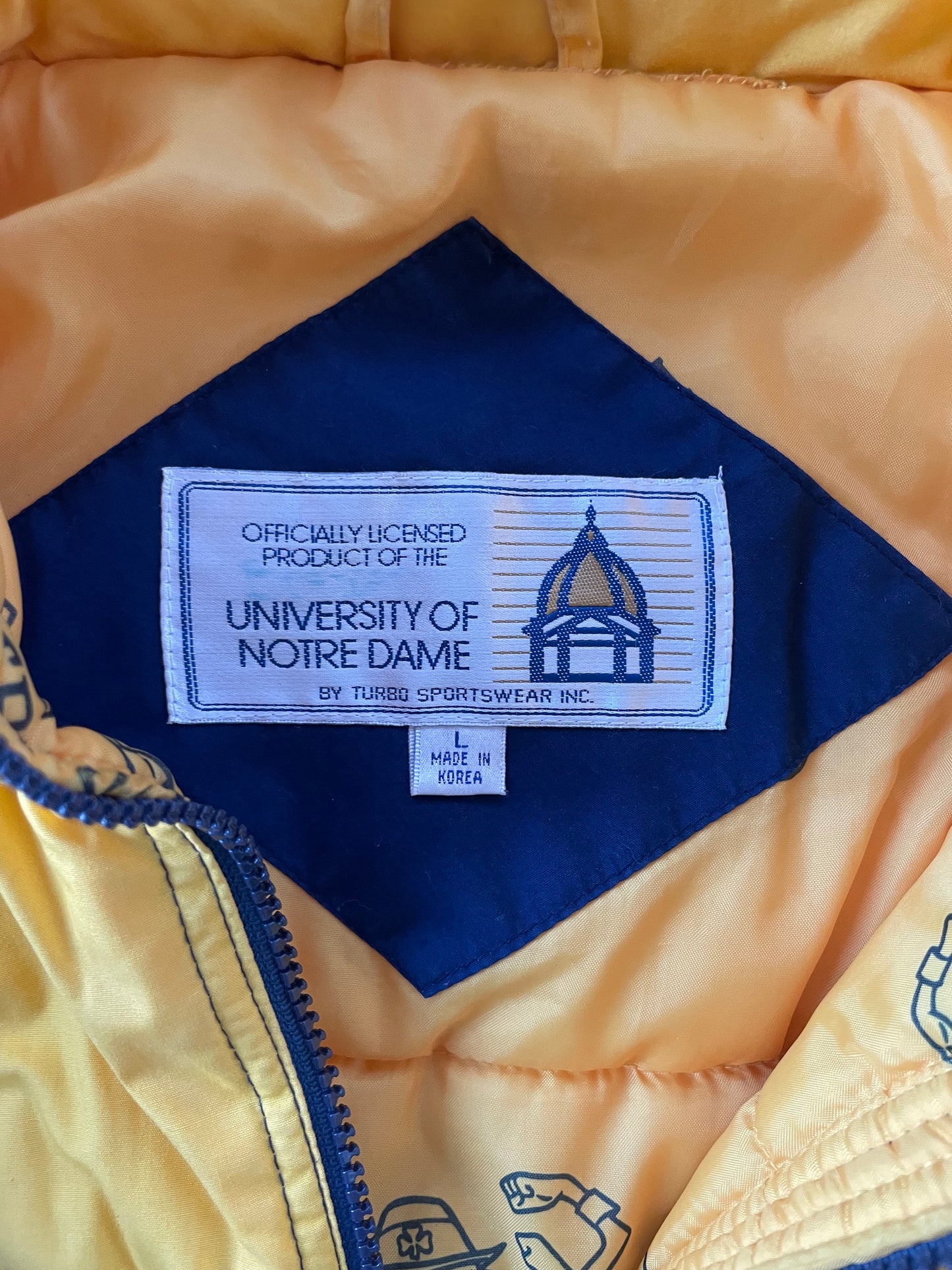 Vintage Notre Dame Puffer Jacket Large