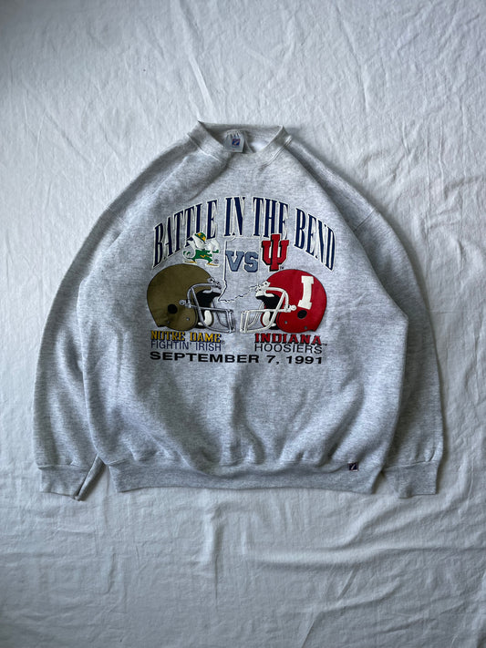 Vintage 1991 ND Vs IU Battle In The Bend Crewneck 2XL