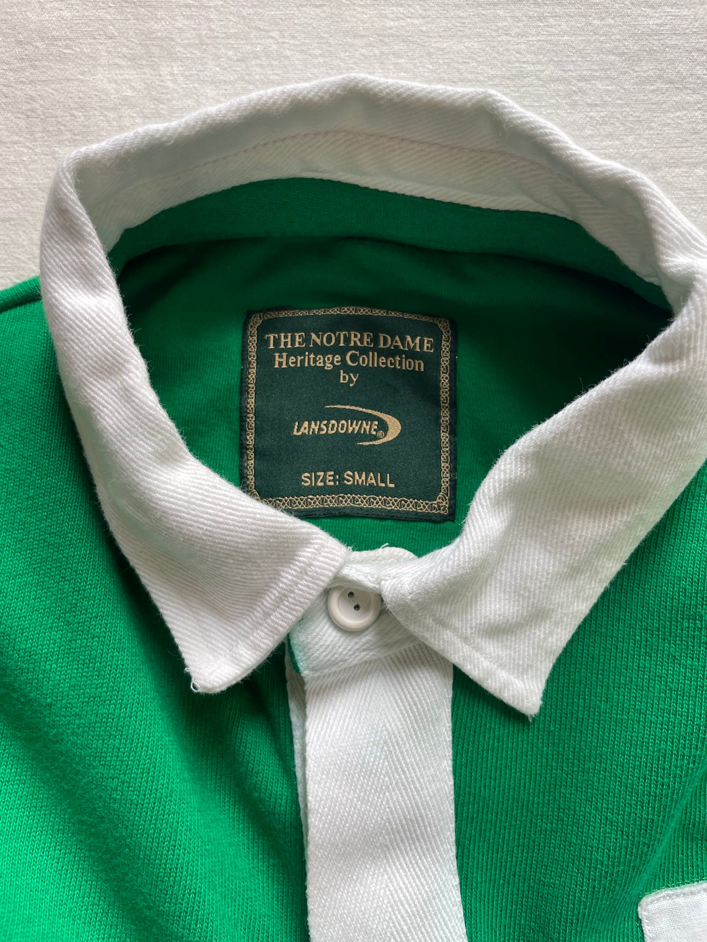 Vintage Notre Dame Green Irish Rugby Polo Small