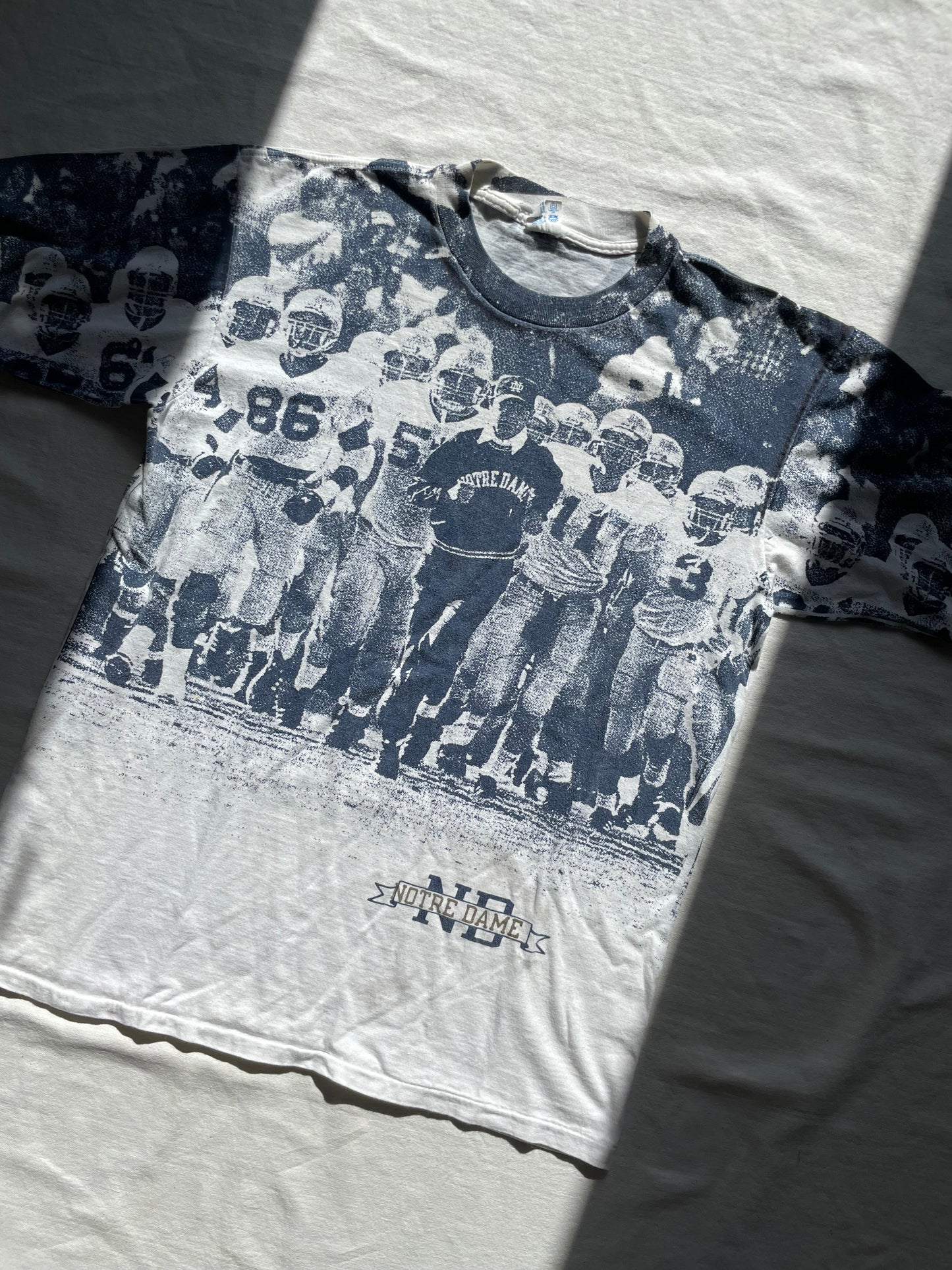 Vintage Notre Dame Football Lou Holtz All Over Print Tee Large/XLarge