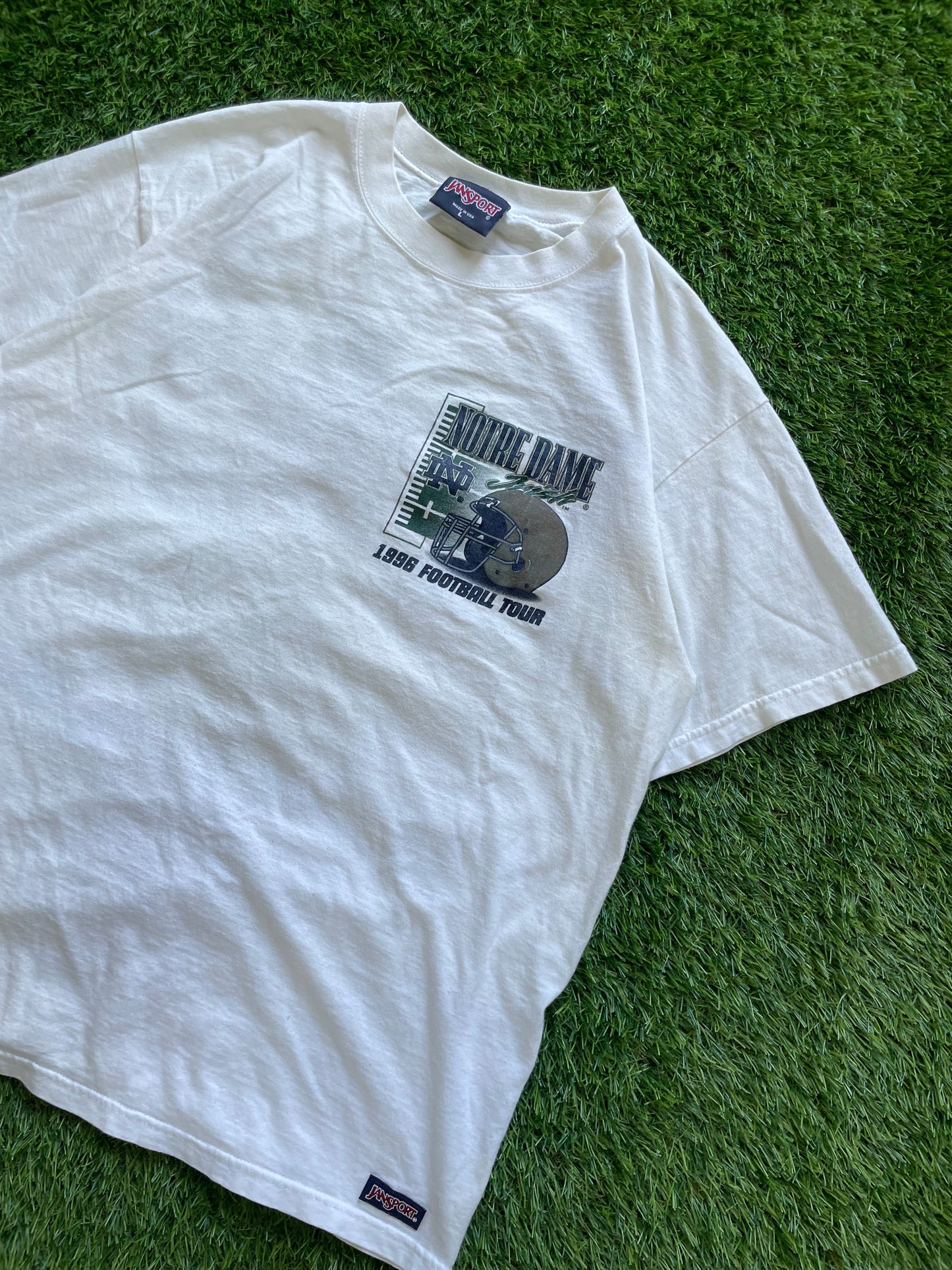 Vintage Notre Dame 1996 Victory Tour Football Tee Large
