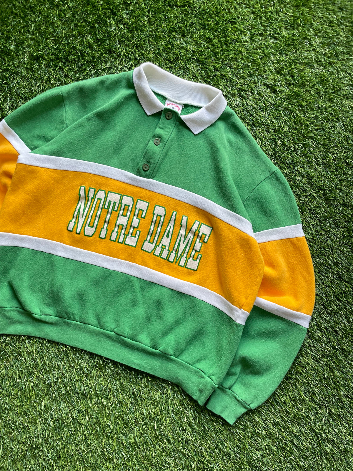 Vintage Notre Dame Rugby Polo Sweatshirt Large/XLarge