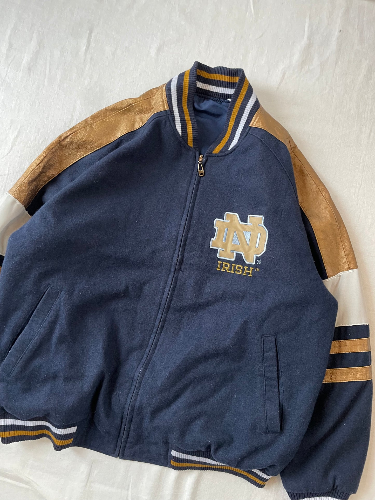 Vintage Notre Dame Reversible Bomber Jacket XLarge