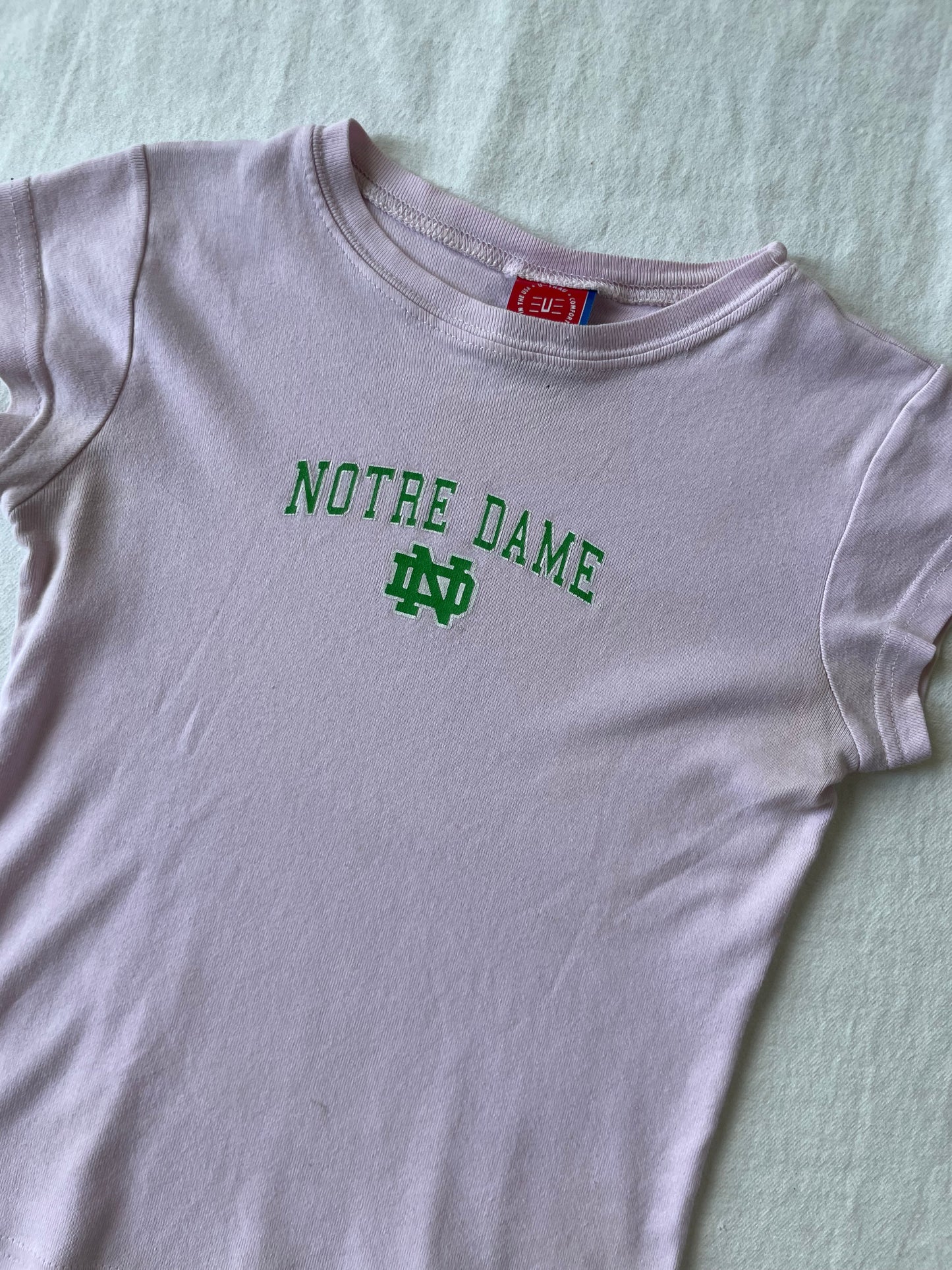 Vintage Notre Dame Pink Baby Tee XSmall