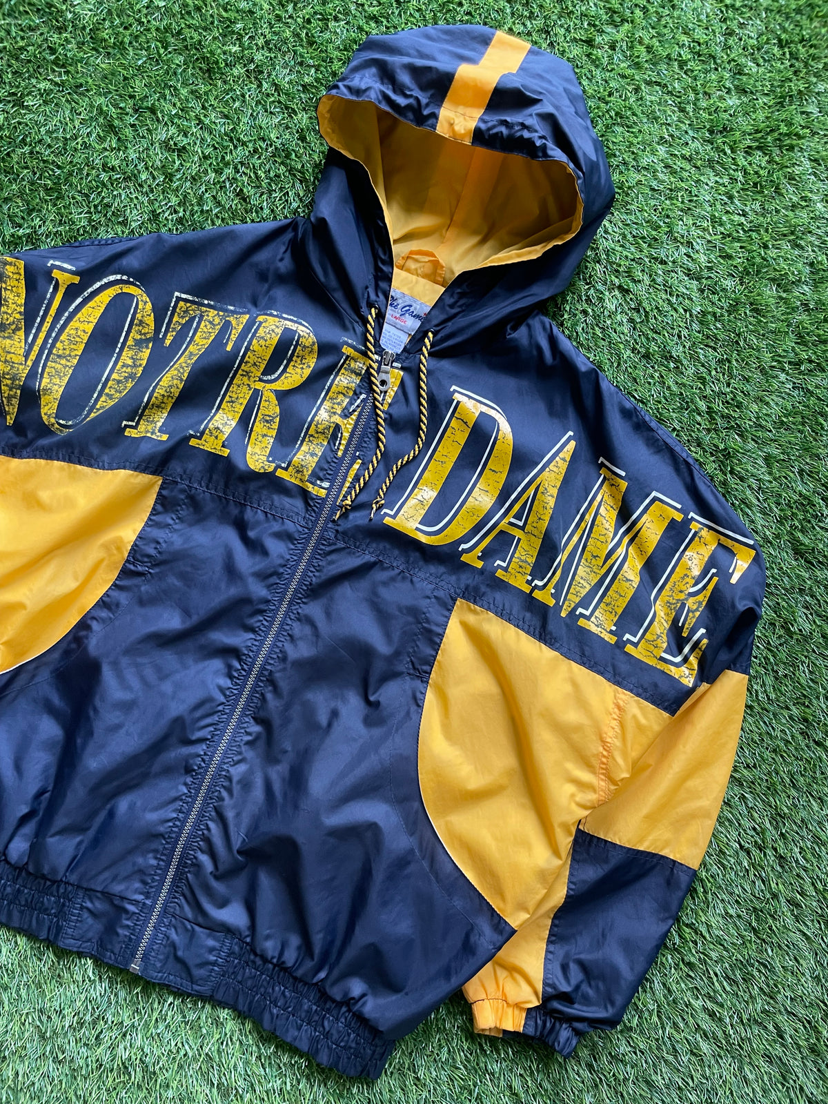 Vintage Notre Dame Spell Out Jacket Large