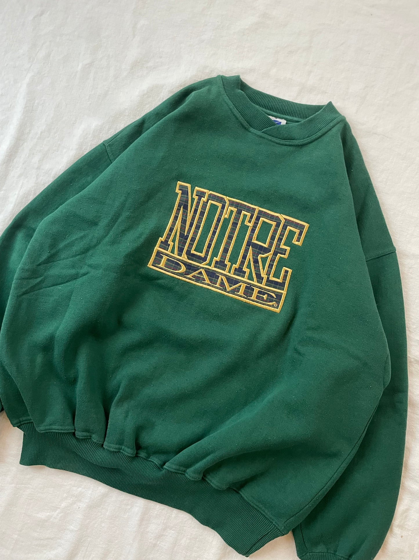 Vintage Notre Dame Green Crewneck Large