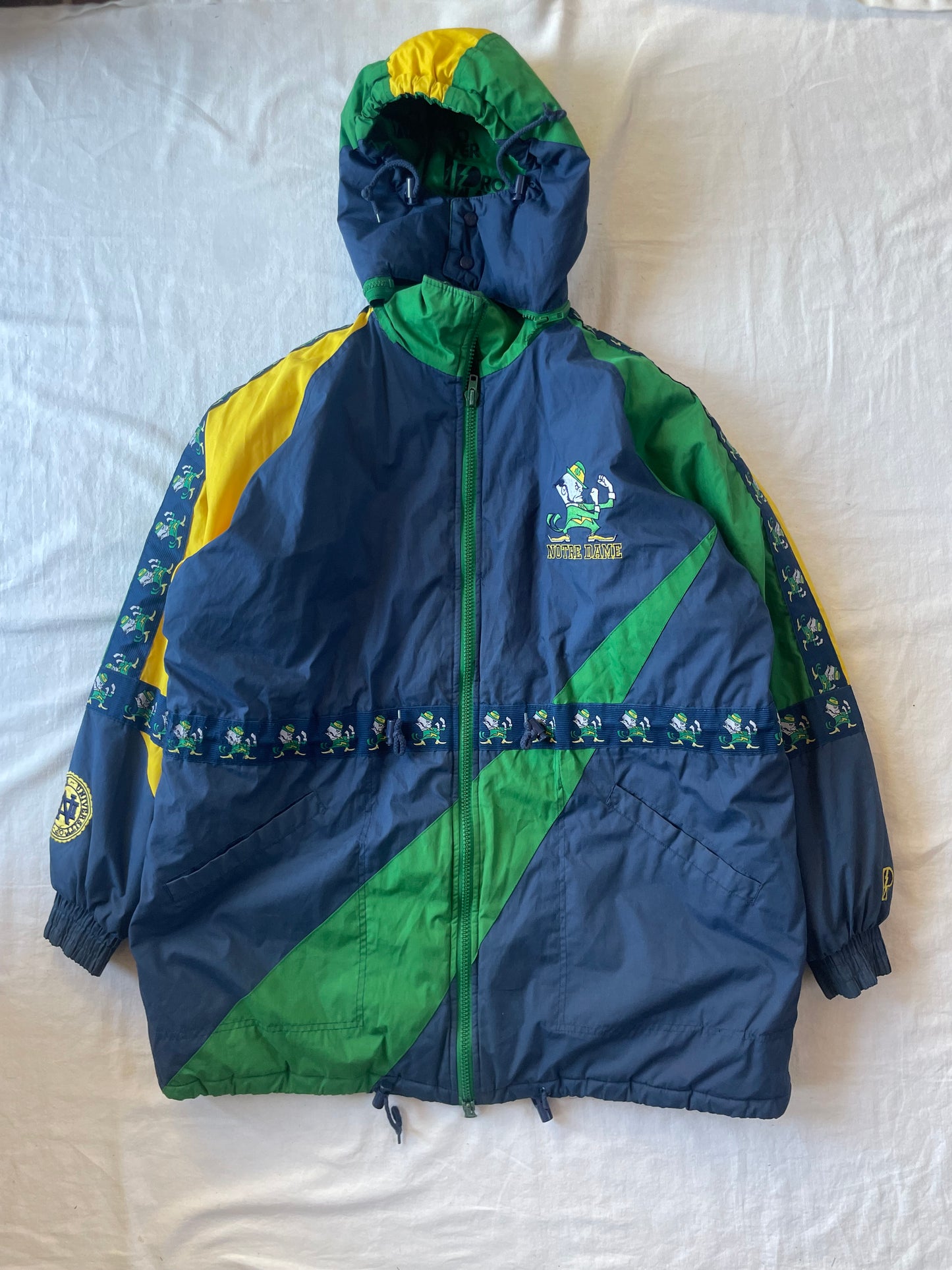 Vintage Notre Dame Puffer Parka Jacket XLarge